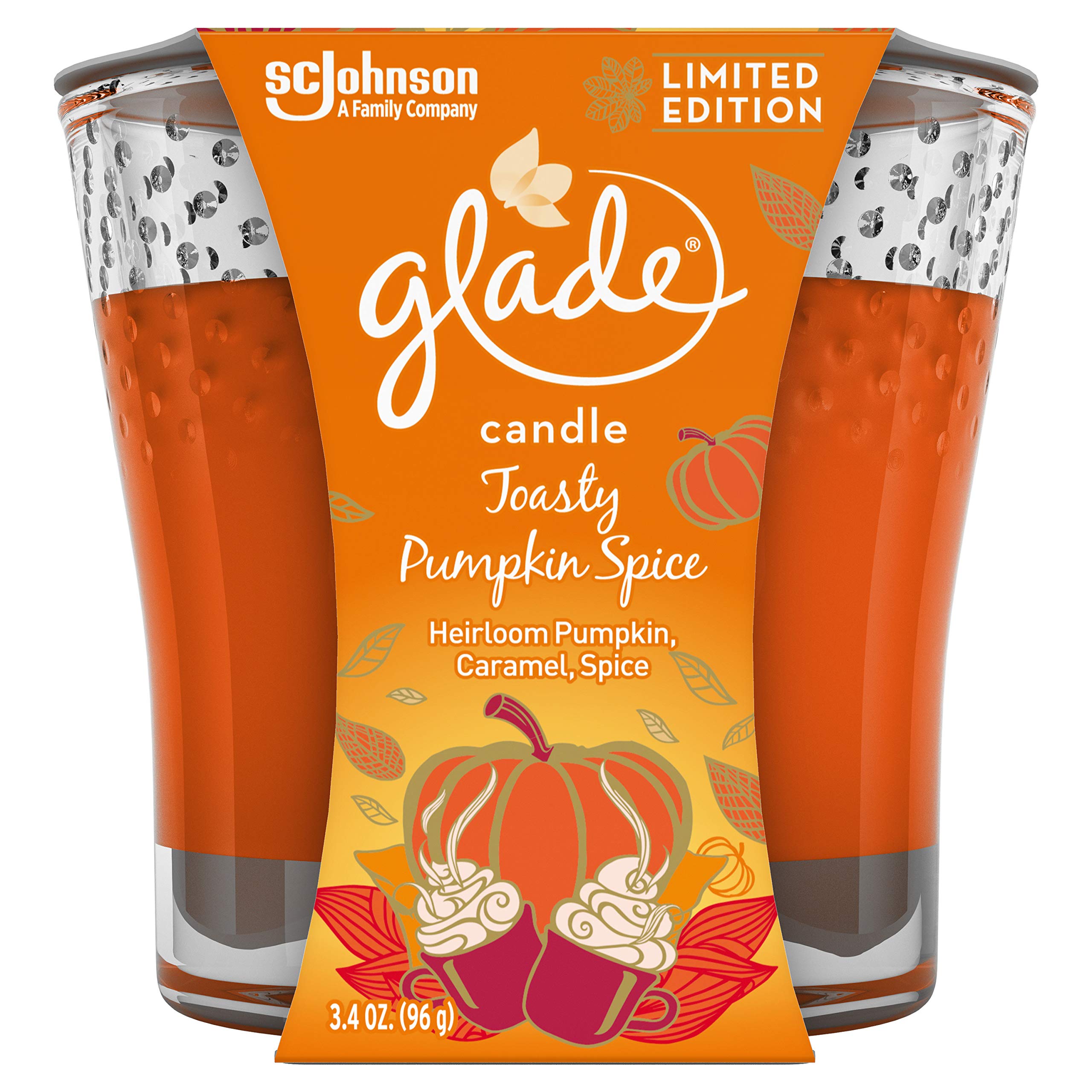 Glade Candle Jar Air Freshener, Toasty Pumpkin Spice 3.4 Oz