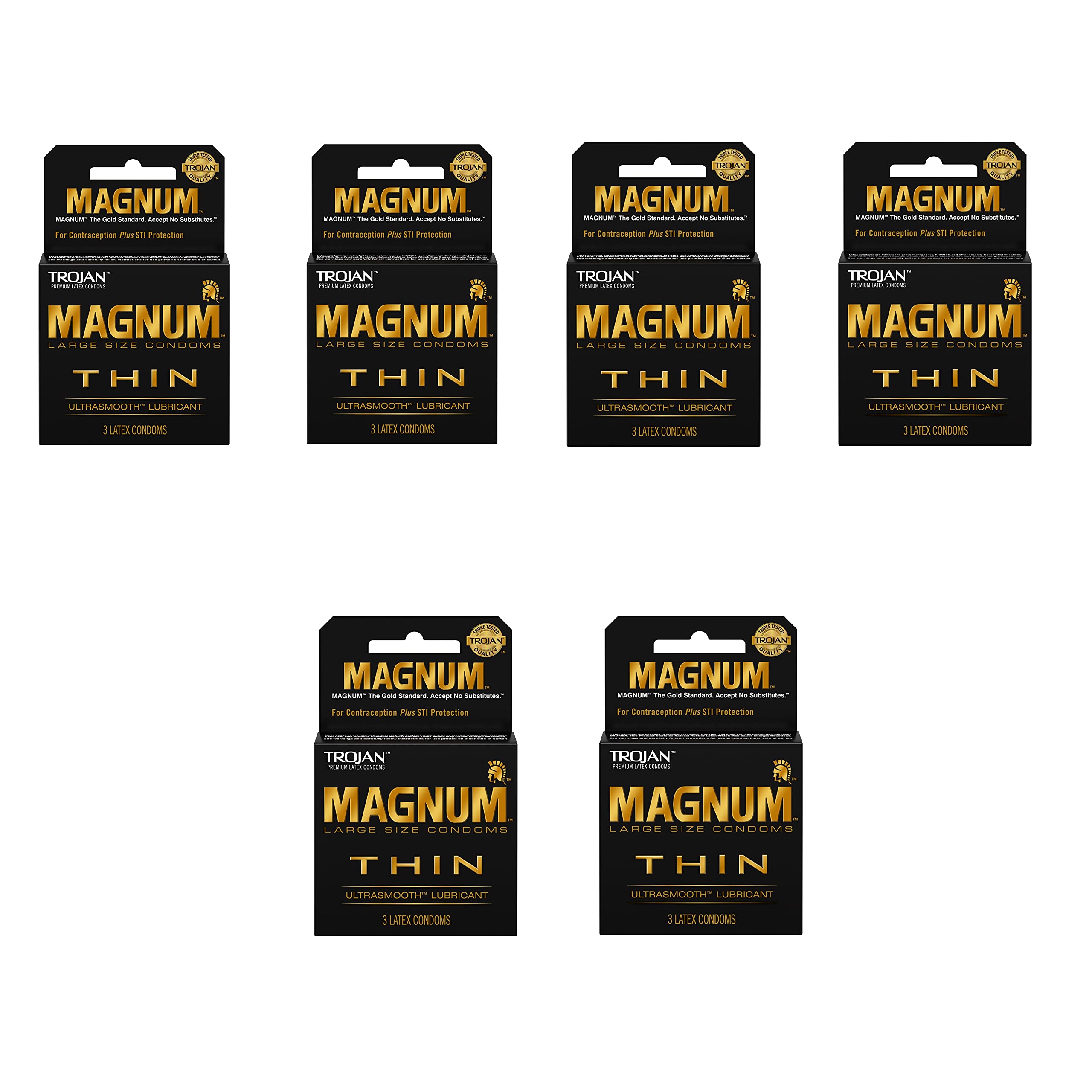 TROJAN3's Magnum Thin Ultra Smooth Lubricant Condoms (Pack of 6)