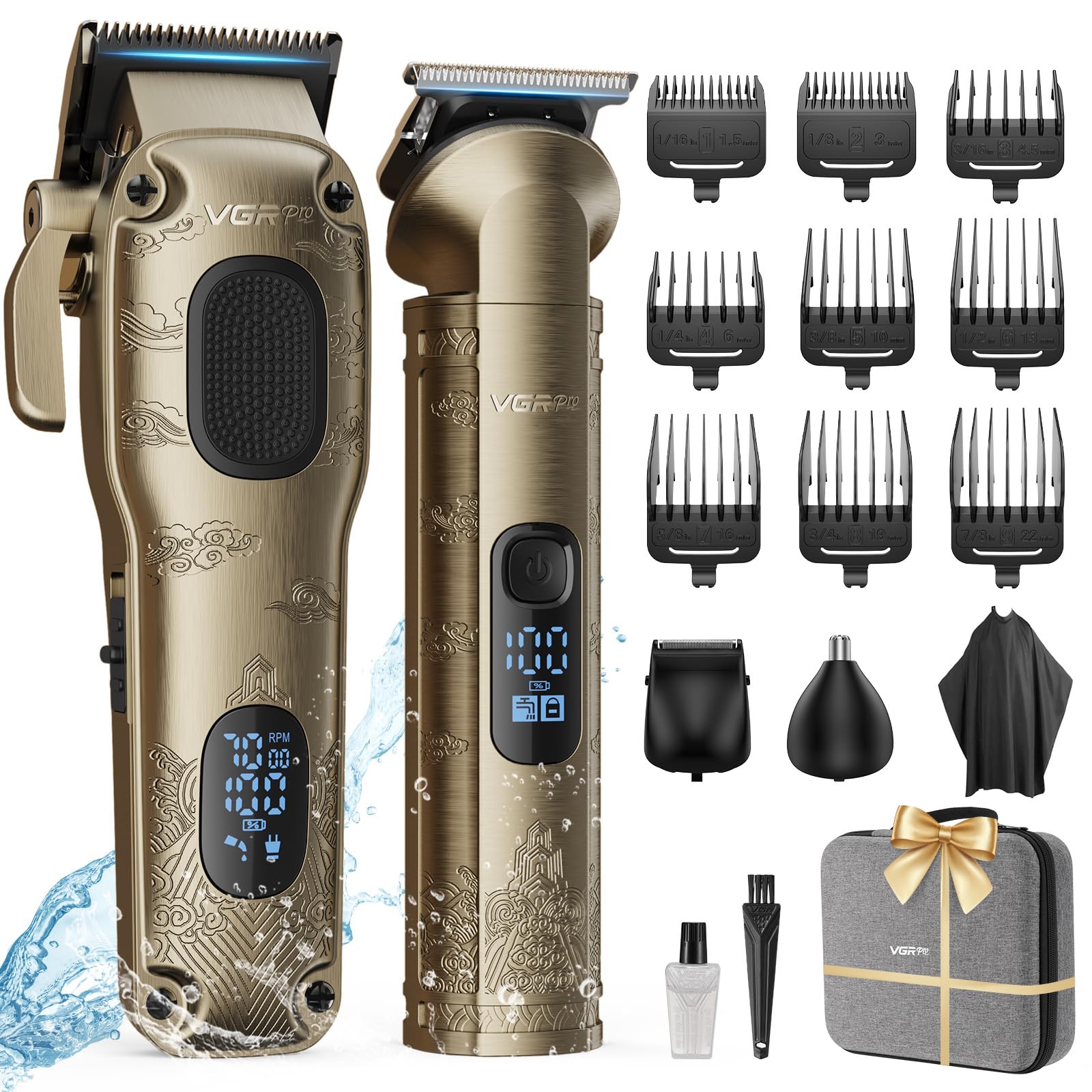 Hair Clippers for Men Professional, Cordless Hair Clippers for Hair Cutting, Mens Clippers and Trimmers Set, Electric Hair Trimmer for Men with Package Box