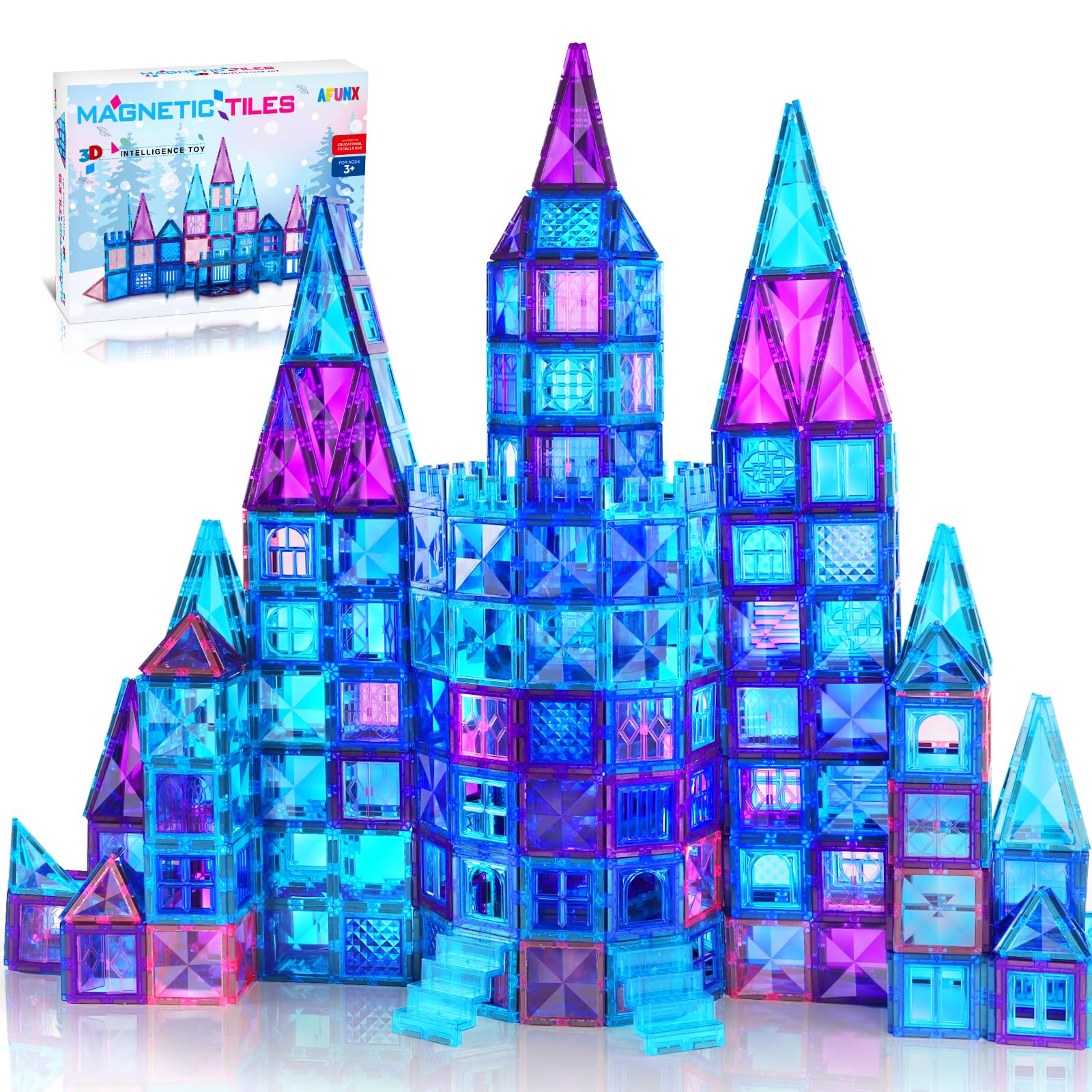 Magnetic Tiles, 116PCS Magnet Building Blocks, 3D Diamond Magnetic Blocks, Construction Stem Toys for Kids, Educational Toys for Boys Girls Ages 3 4 5 6 7 8 (116 PCS)