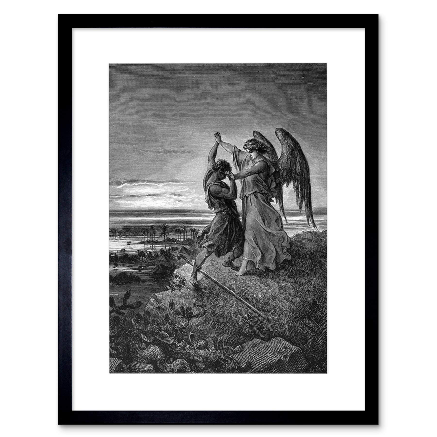 The Art Stop Painting Dore Jacob Wrestling with Angel Framed Print F12X3568