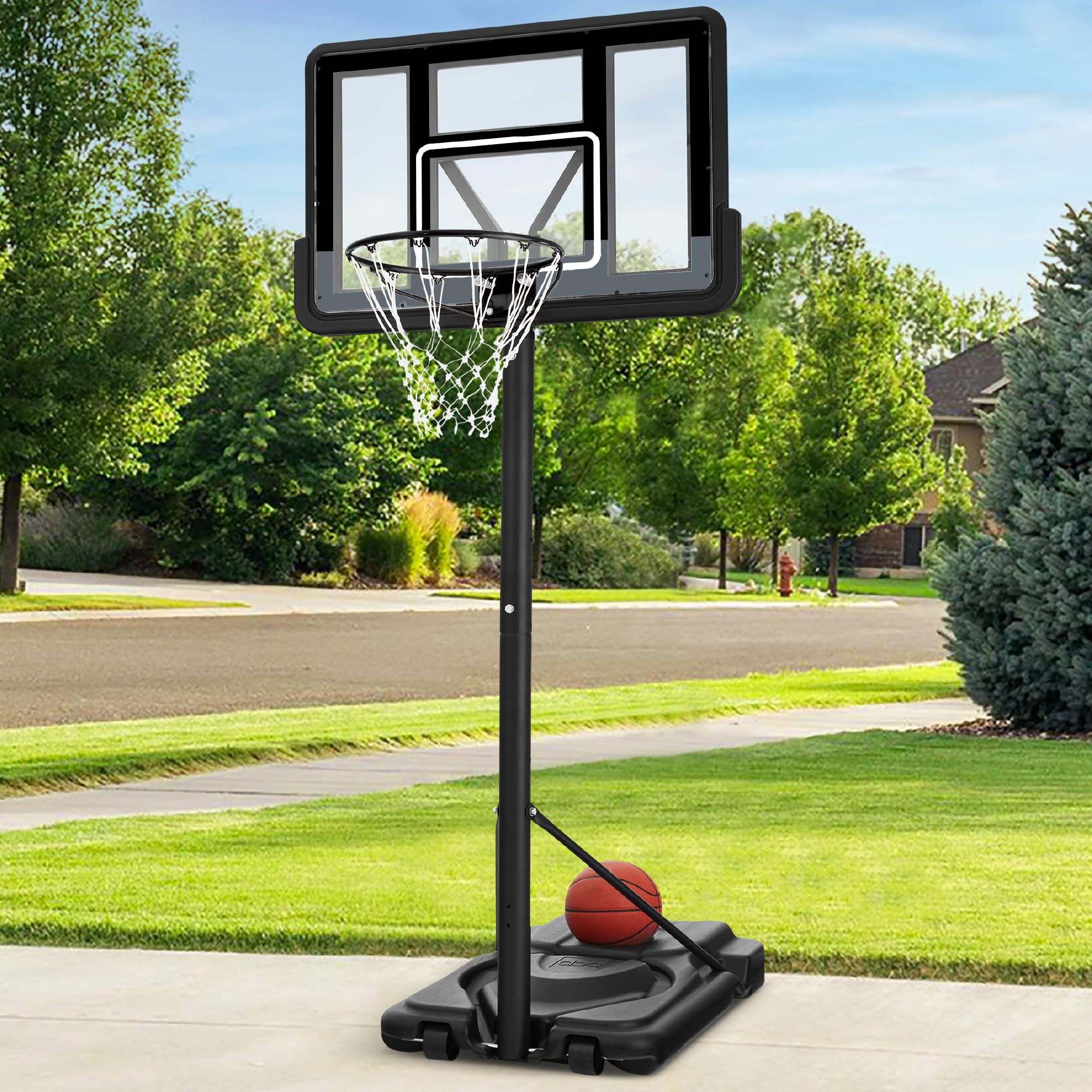 Best Choice Products 10ft Regulation Basketball Hoop, 7.5-10ft Height Adjustable Outdoor Goal w/Shock Absorbent Rim, Base Gel, 2 Wheels