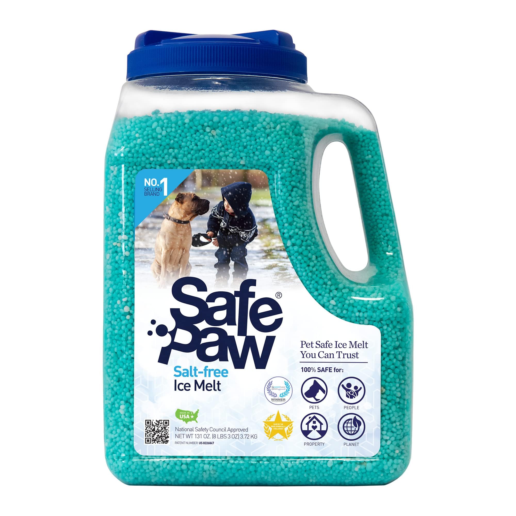 Safe Paw, Dog/Child/Pet Safe 100% Salt and Chloride Free with Traction Agent, Non-Toxic, Fast Acting, Lasts 3X Longer