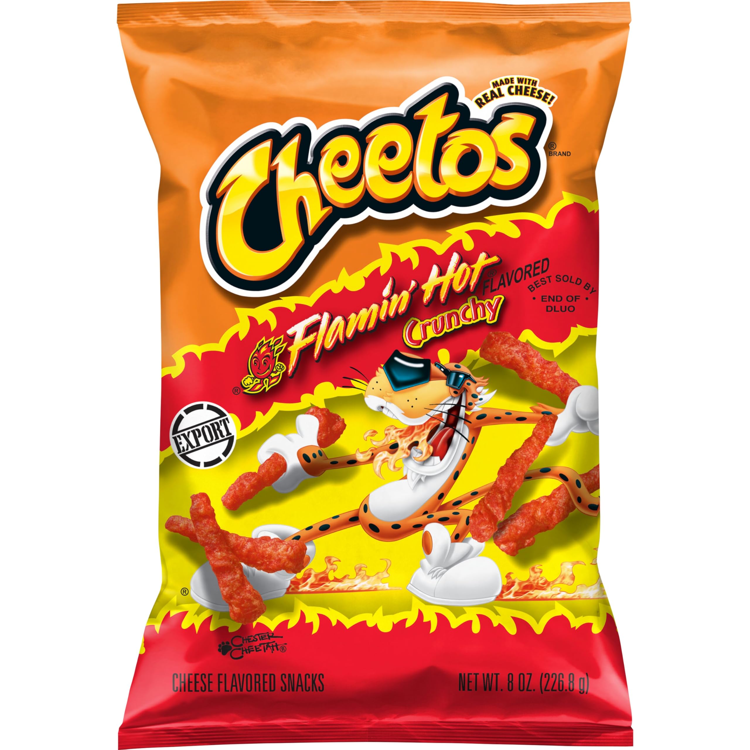 Cheetos Flamin Hot Crunchy Snacks - Cheese Flavoured, 226.8g