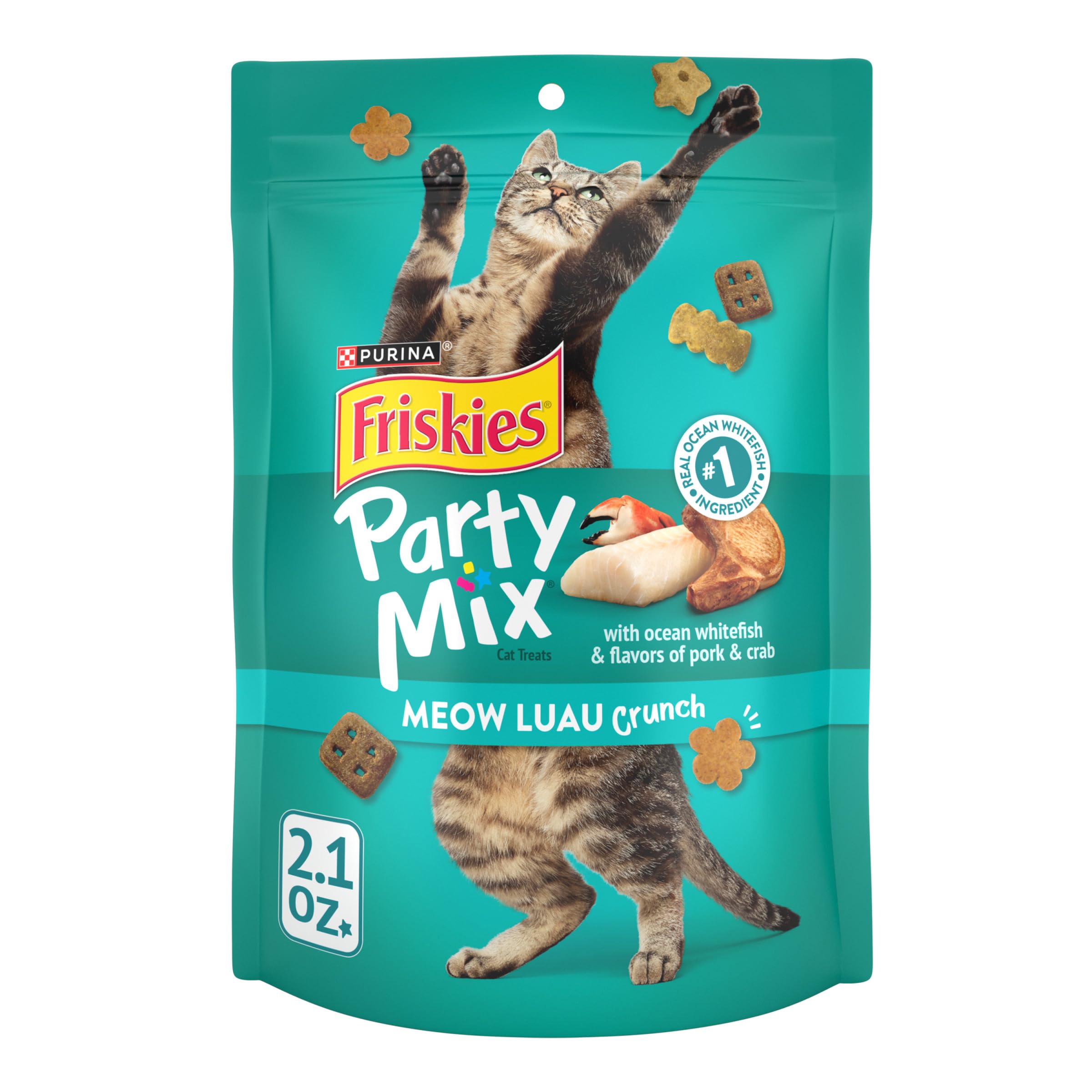 Purina Friskies Cat Treats, Party Mix Meow Luau Crunch - (Pack of 10) 2.1 oz. Pouches