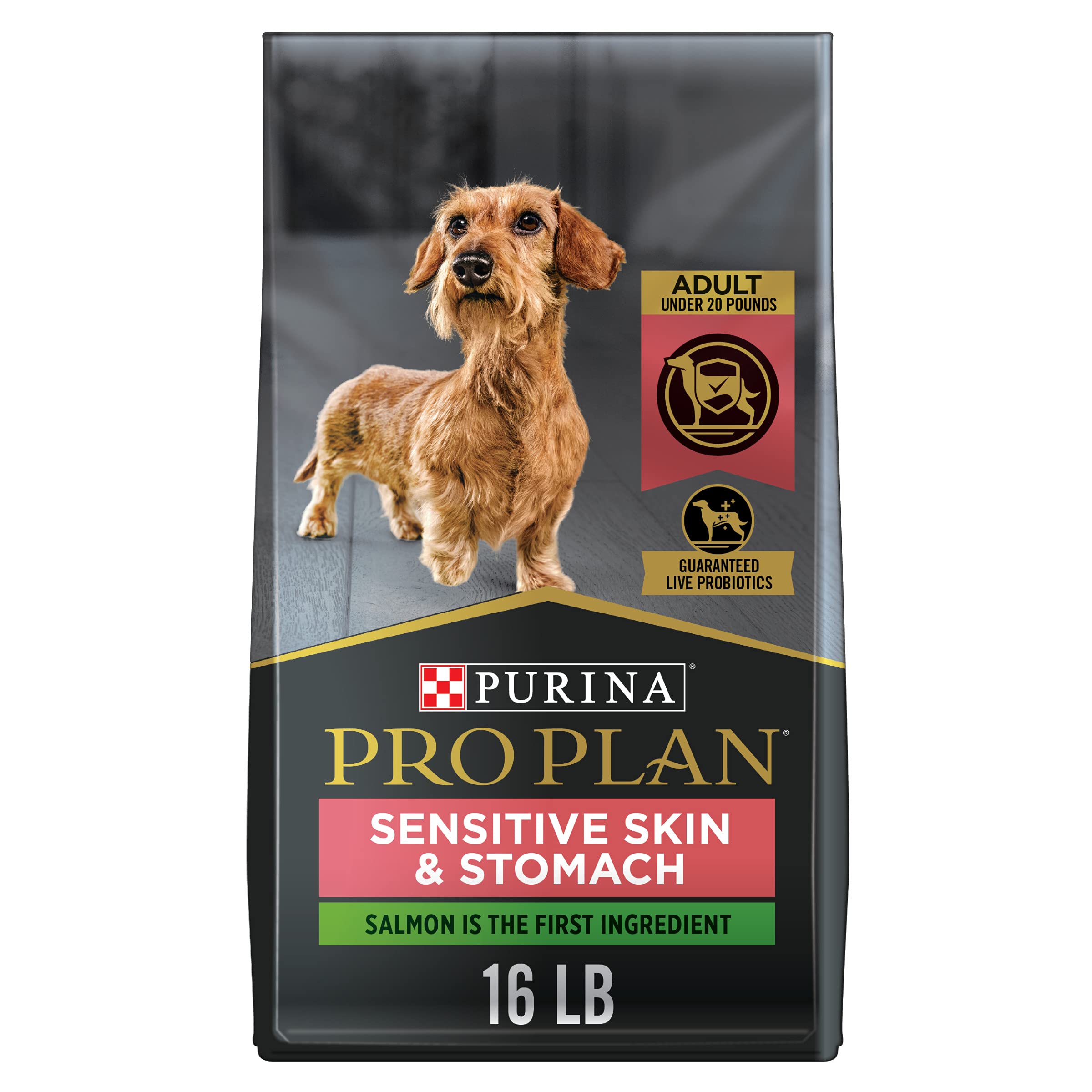 Purina Pro Plan Sensitive Skin and Stomach Dog Food Small Breed, Adult Salmon & Rice Formula - 16 lb. Bag