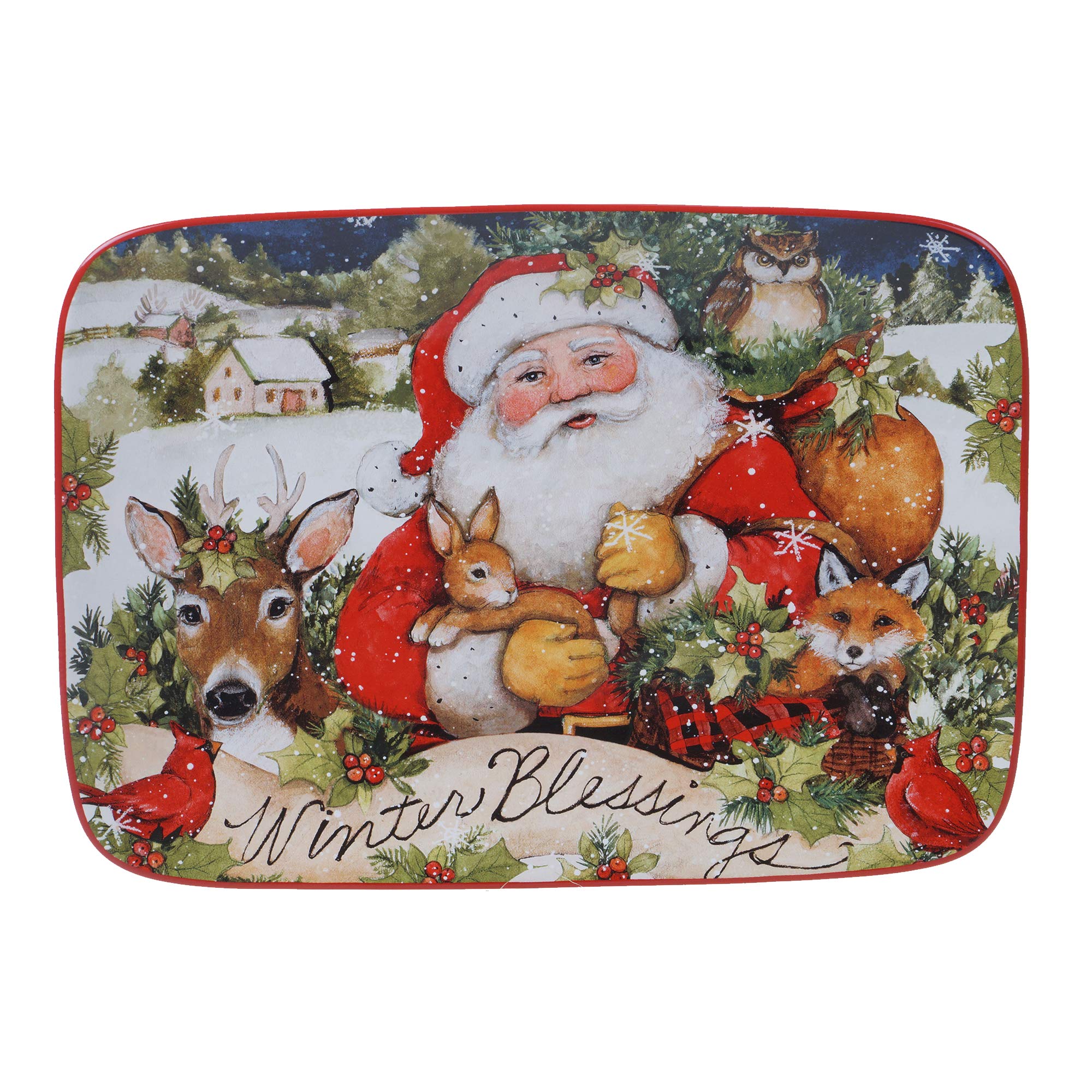 Certified International Magic of Christmas Santa Rectangular Platter, Multicolored