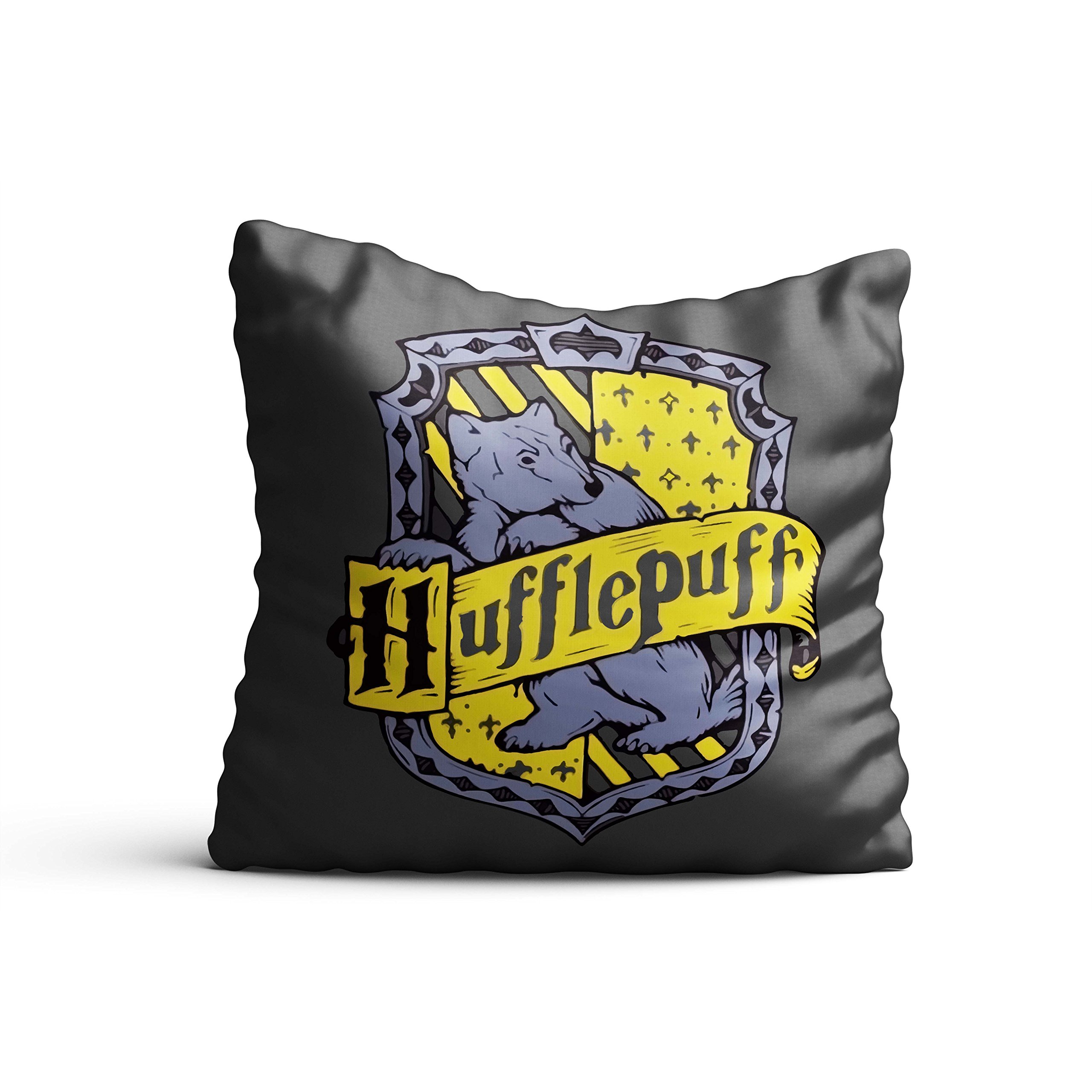 MCSID RAZZ - Harry Potter Hufflepuff Cushion with Cover 16x16 Inch | Sofa Cushion |Officially Licensed by Warner Bros, USA