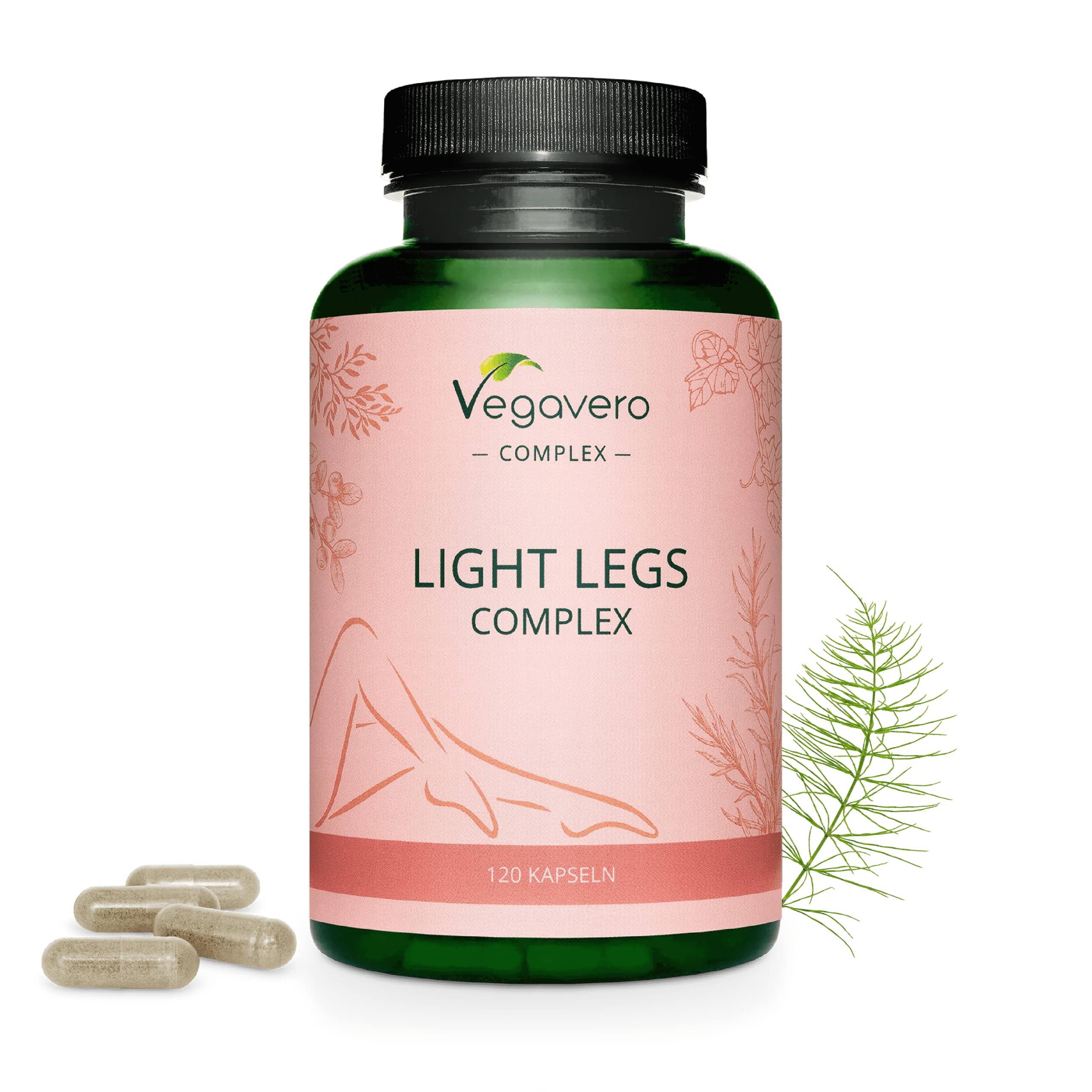 Leg Circulation Booster Vegavero® | 100% Natural | NO Additives | 120 Capsules | Vine Leaf, Butchers Broom, Gotu Kola & More | Restless Legs | Water Retention | Vegan