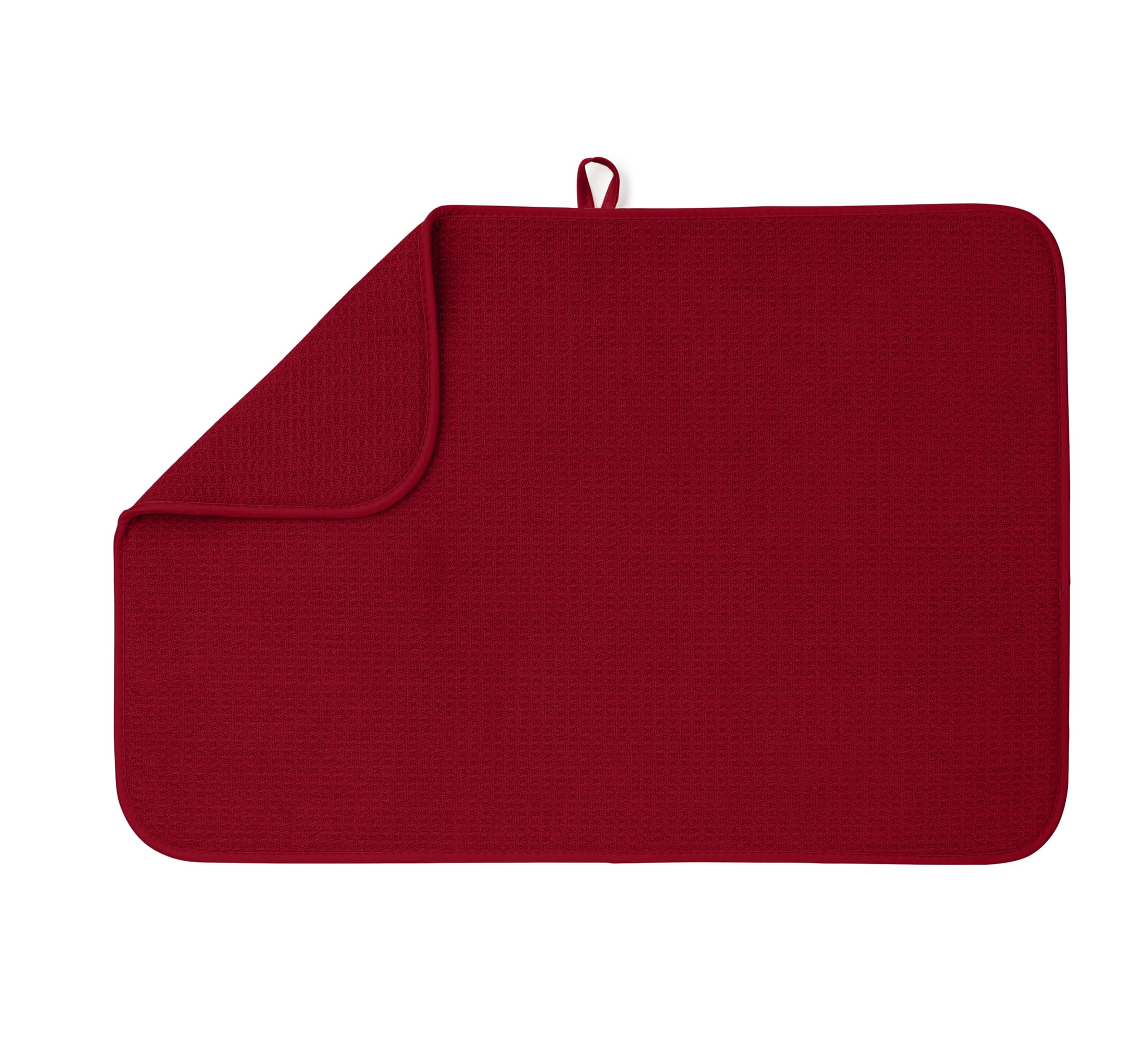 BellemainXXL Dish Mat 24" x 17" (LARGEST MAT) Microfiber Dish Drying Mat, Super absorbent (Red)