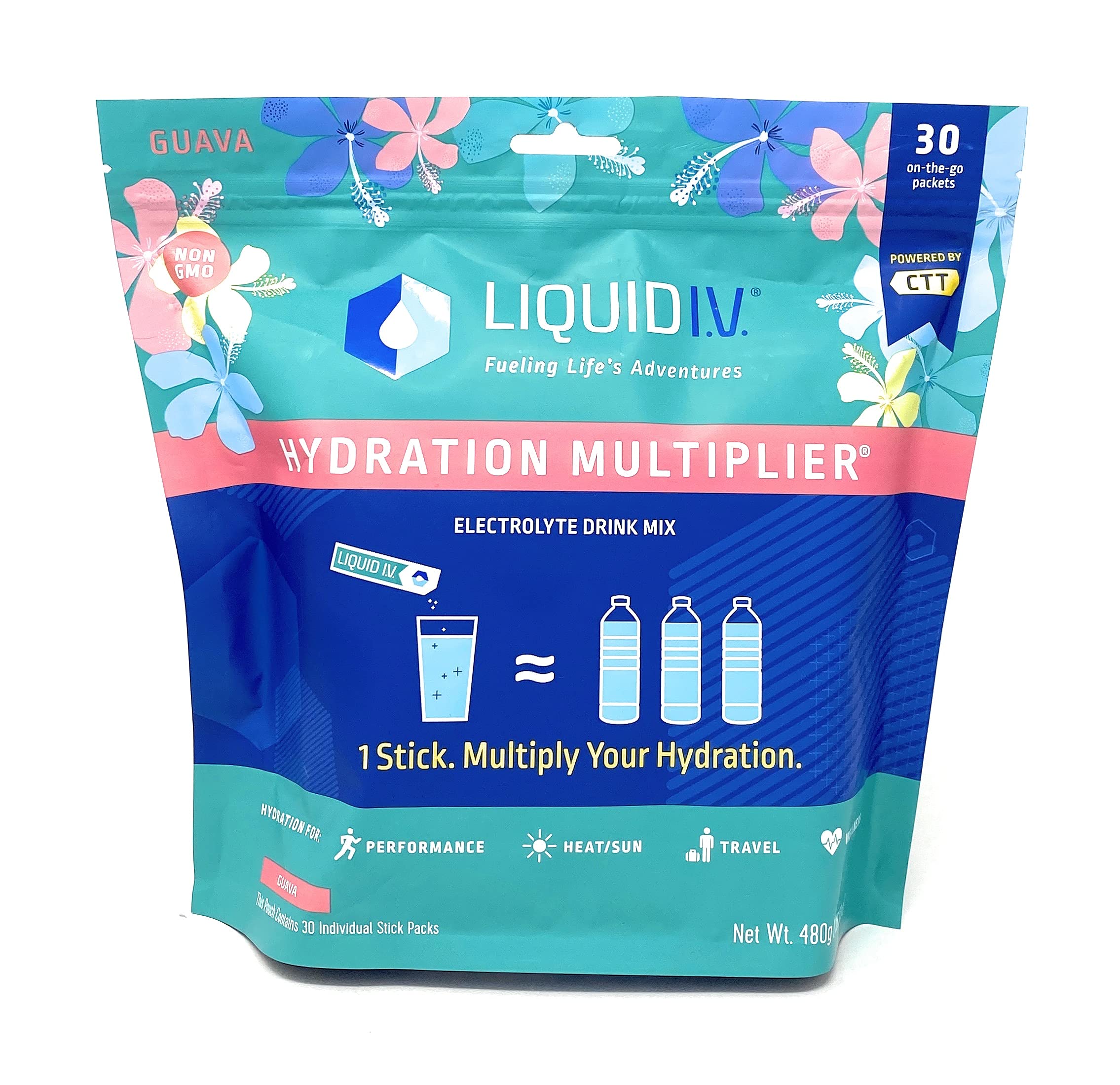 Liquid I V Liquid I.V. Hydration Multiplier, Electrolyte Powder, Easy Open Packets, Supplement Drink Mix (Guava 30 Count)