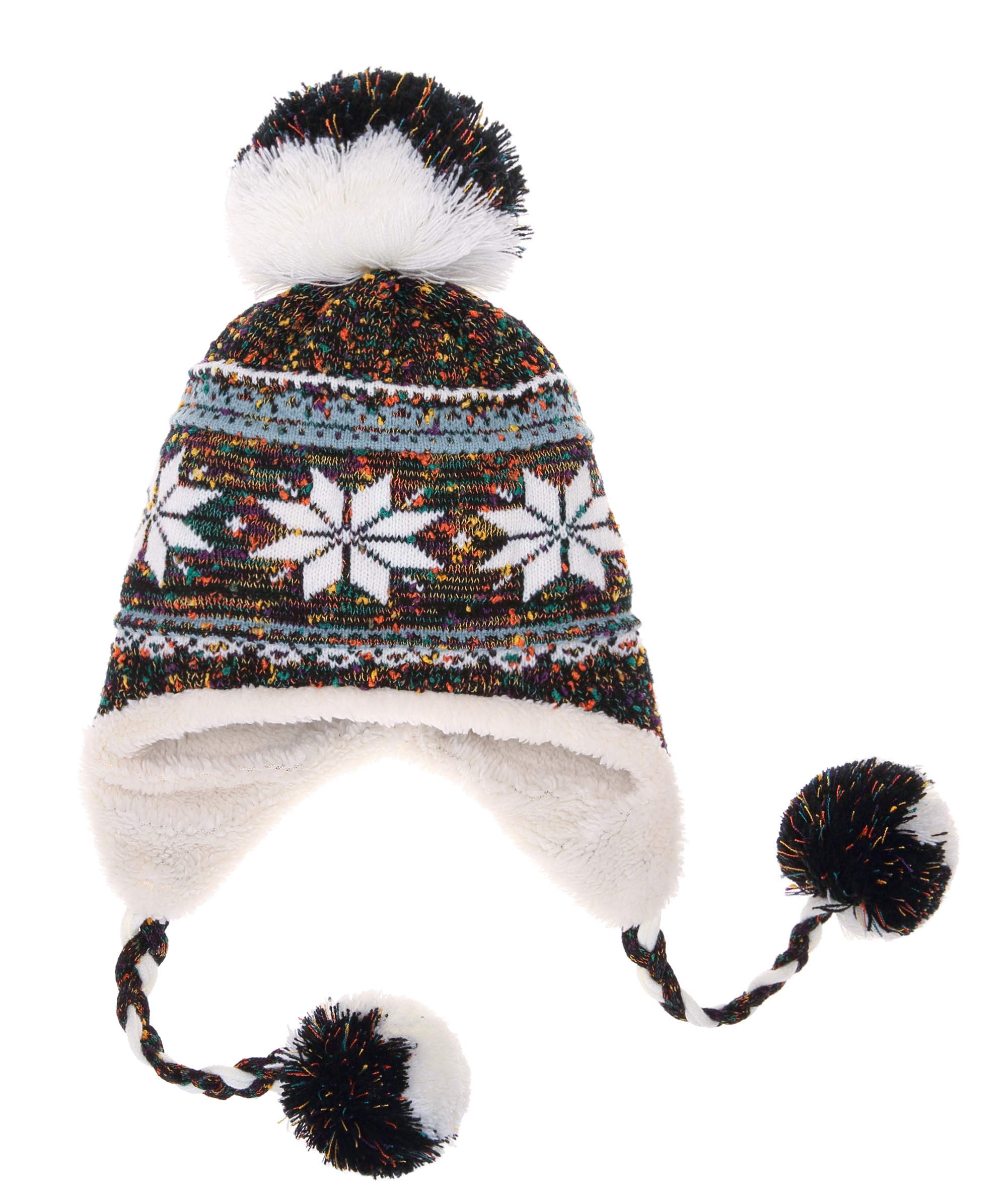 Dosoni Women Girl Winter Hats Knit Soft Warm Earflap Hood Cozy Large Snowflake Beani