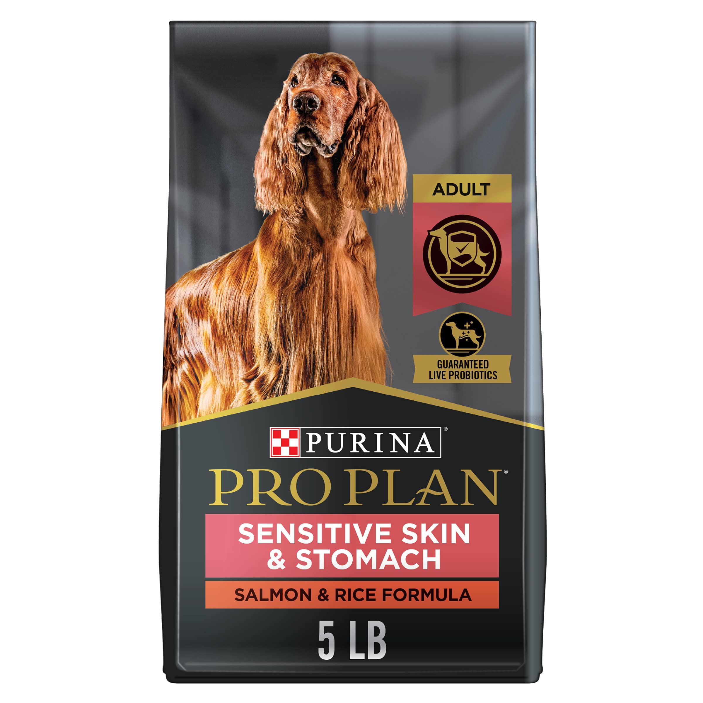 Purina Pro Plan Sensitive Skin and Stomach Dog Food With Probiotics for Dogs, Salmon & Rice Formula - 5 lb. Bag