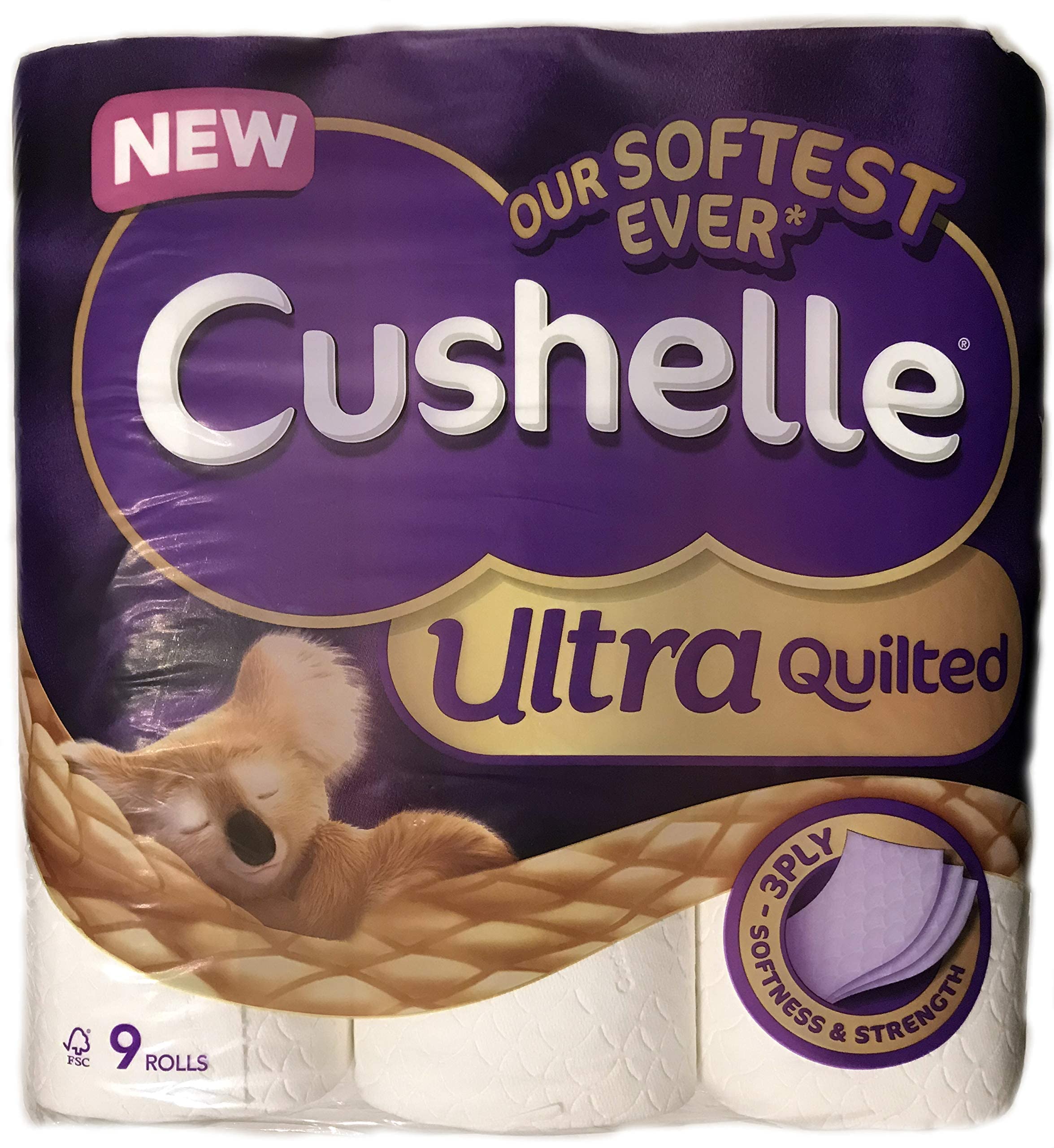 CushelleUltra Quilted Toilet Rolls - White - 9 Rolls