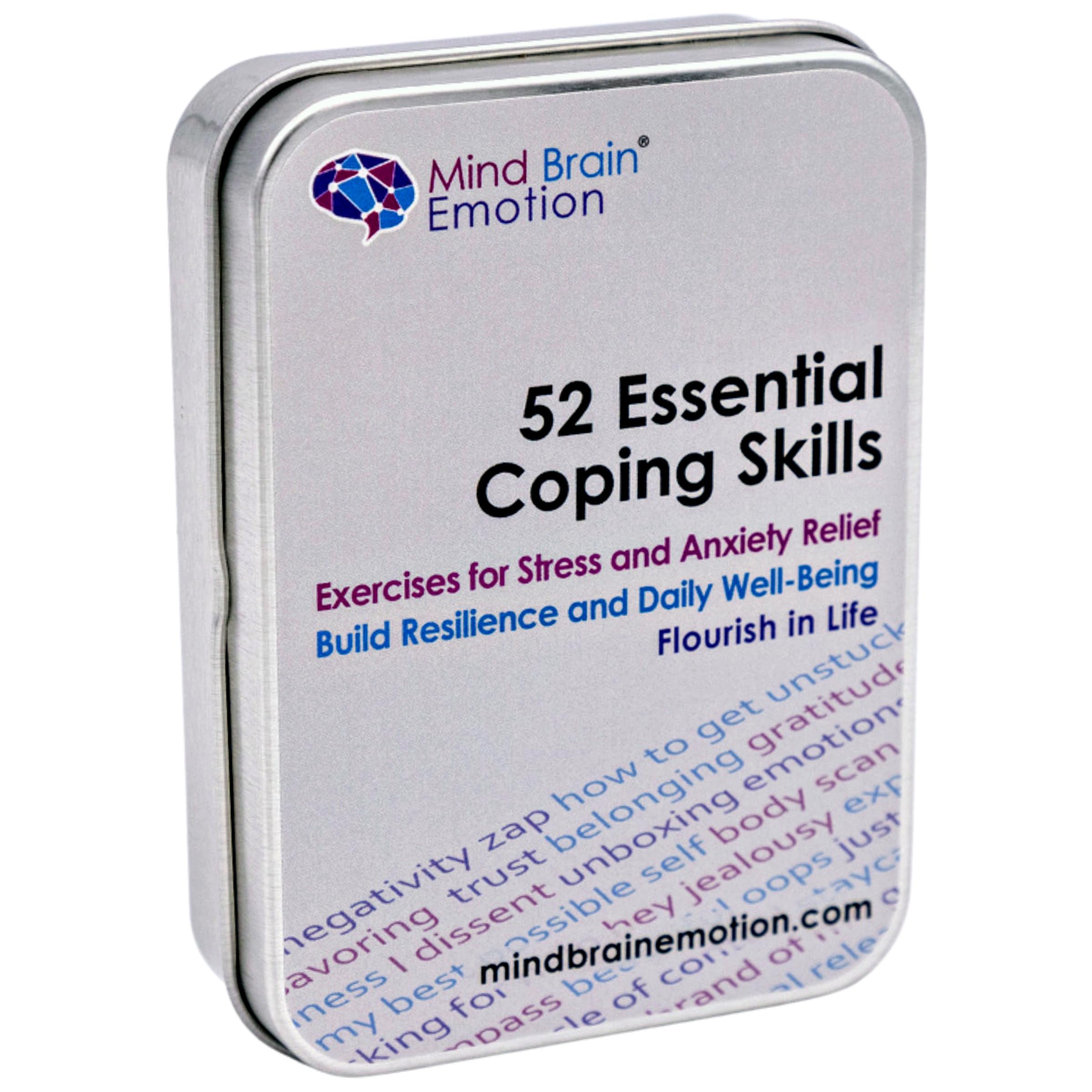 Mind Brain Emotion 52 Essential Coping Skills Cards - Self Care Exercises for Stress and Social Anxiety Relief - Resilience, Emotional Agility, Confidence Therapy Games for Teens, Adults