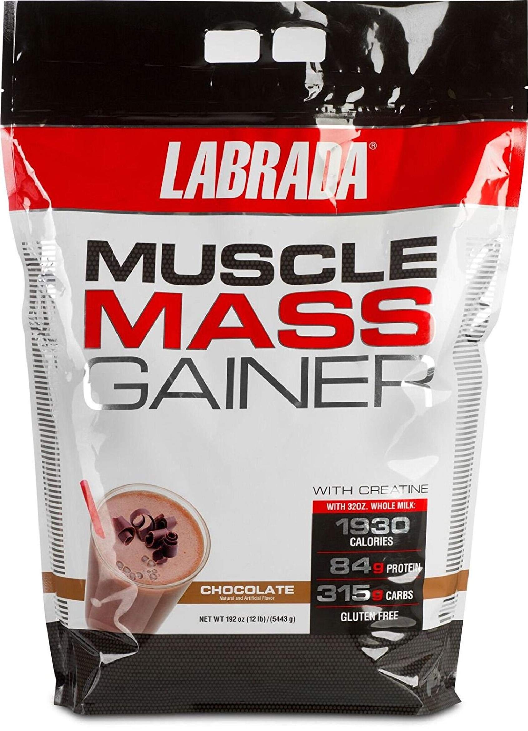 LabradaNutrition Muscle Mass Gainer, (Chocolate, 12 Pound) 84 g Protein, 315 g carb & Gluten Free