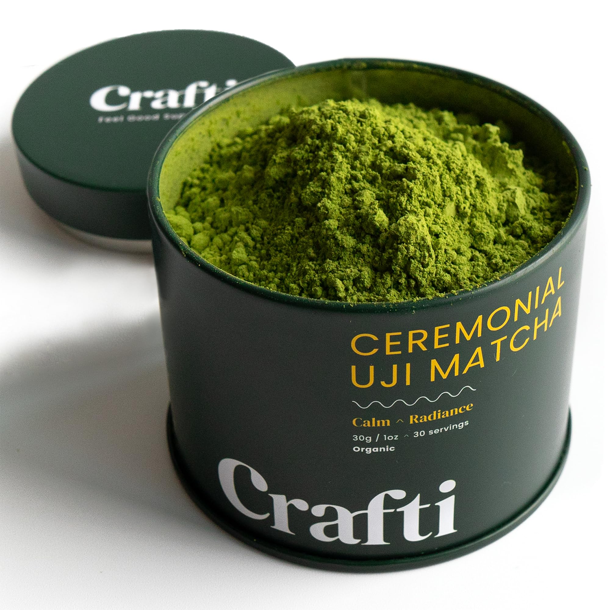 CraftiCeremonial Grade Organic Matcha Powder (30g/1oz), Sugar-Free Daily Matcha Green Tea from Kyoto Uji, for Calm Focus, Jitter-Free Energy and Barista-Grade Lattes (30 Servings)