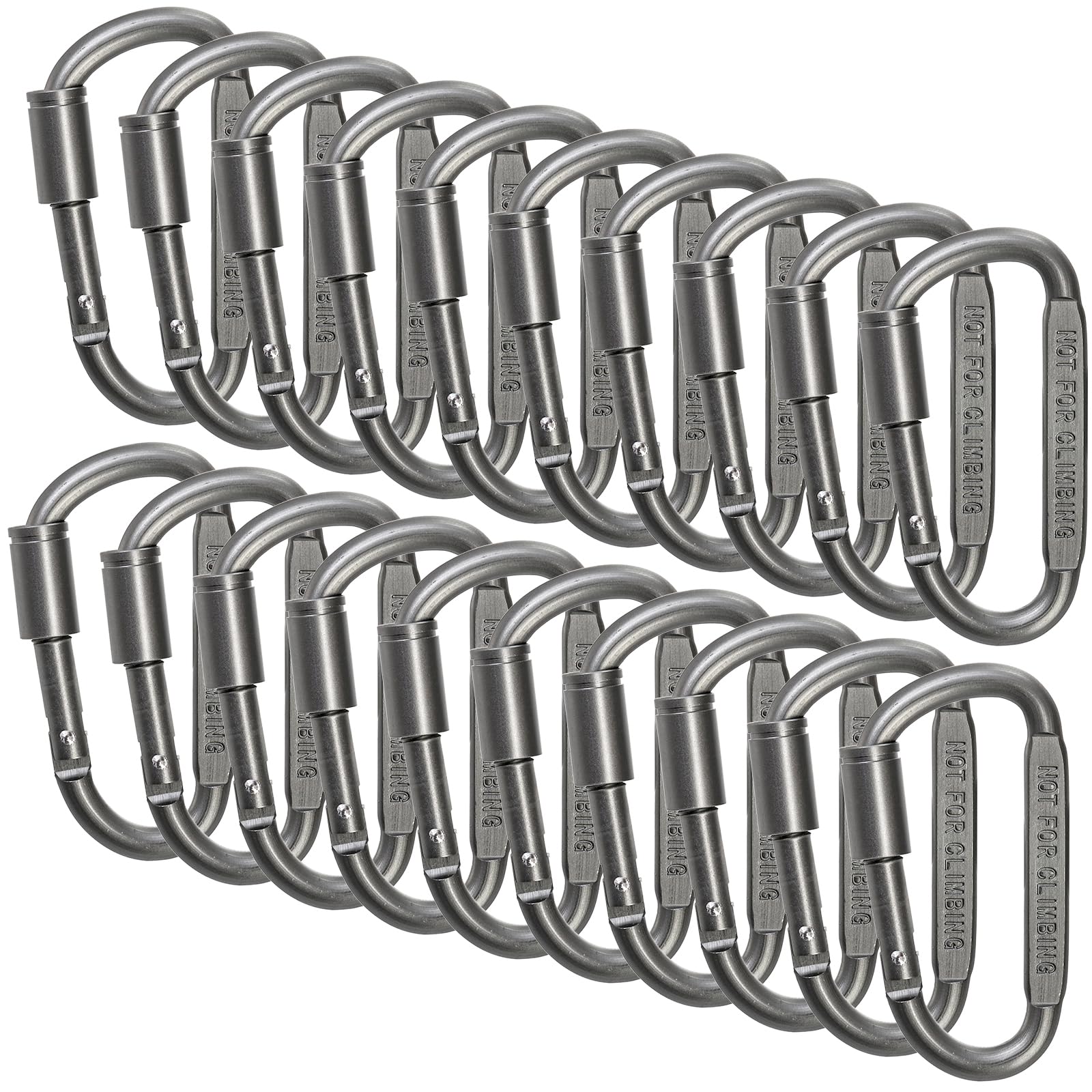 Lawei20 Pack Premium Aluminum D-Ring Locking Carabiners, 3 inch Carabiner Clip Spring Snap Key Chain Hook Lightweight & Durable for Hiking, Camping, Keychains - NOT for Climbing