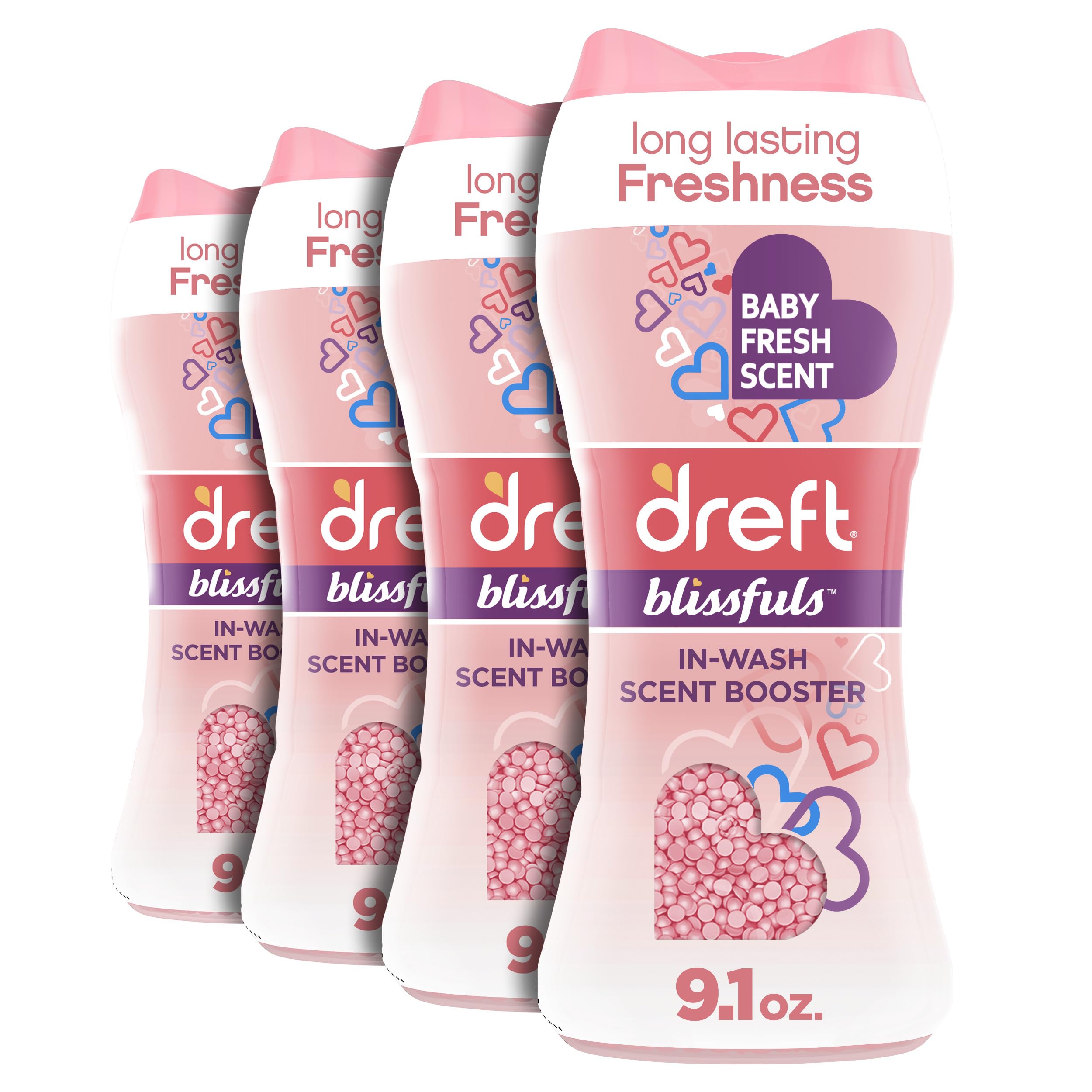 Dreft Blissfuls In-Wash Scent Booster Beads, Baby Fresh Scent, 9.1 oz (4 Pack)