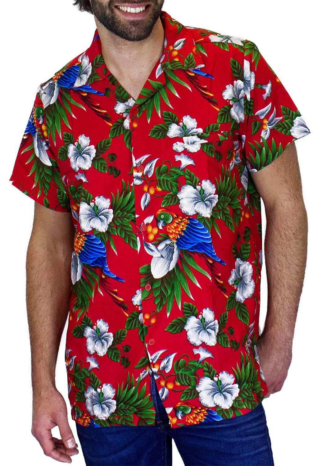 V.H.O.Funky Hawaiian Shirt Men Short-Sleeve Front-Pocket Christmas Designs