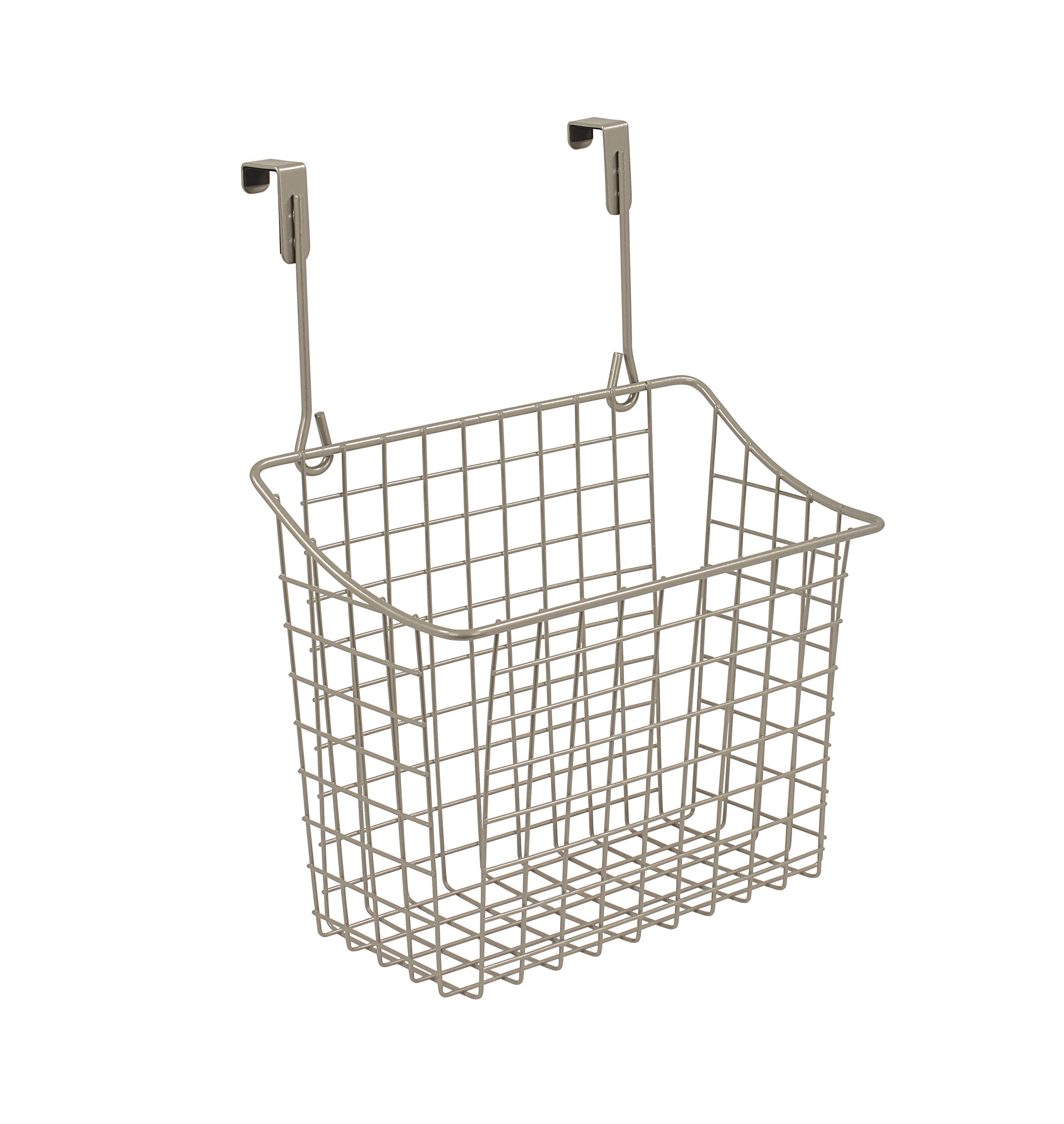 Spectrum Diversified Grid Over the Cabinet Wire Storage Basket Large (Satin Nickel Powder Coat) - Organizer for Bathroom, Kitchen, Under Sink, Pantry, Hair Tools, & More