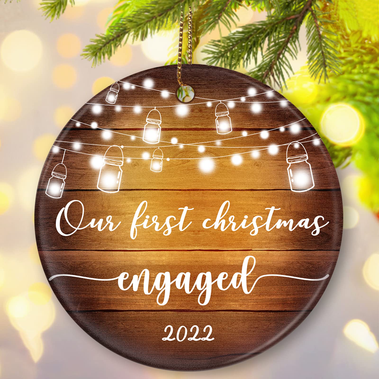 2022 Our Frist Christmas Engaged Ornament, Touber 2022 Engagement Christmas Ornament Just Engaged Ornament 2022 Ornaments for Christmas Tree Engaged Gifts for Couple 2022 Wedding Shower Gifts