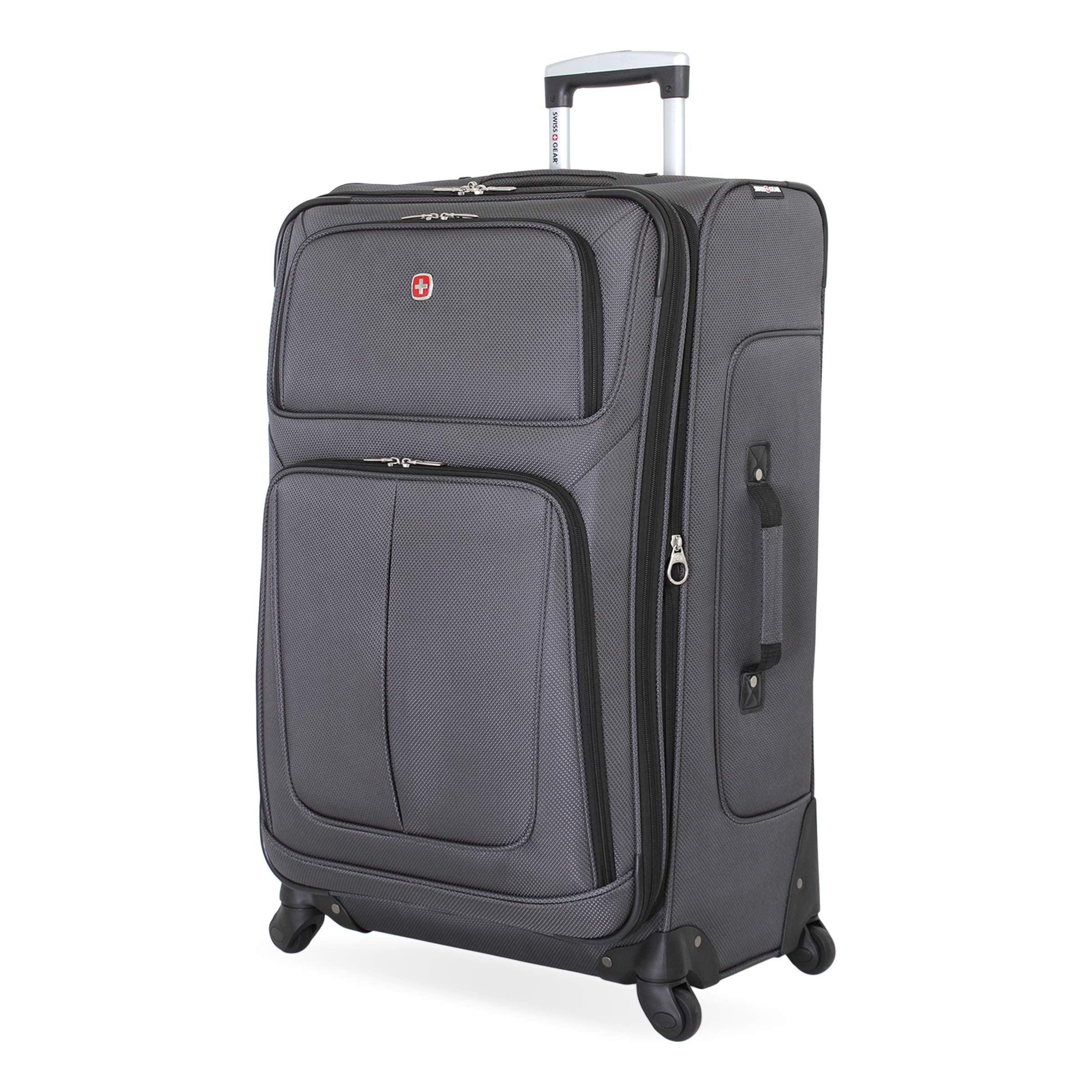 SwissGear Sion Softside Expandable Luggage, Dark Grey, Checked-Large 29-Inch