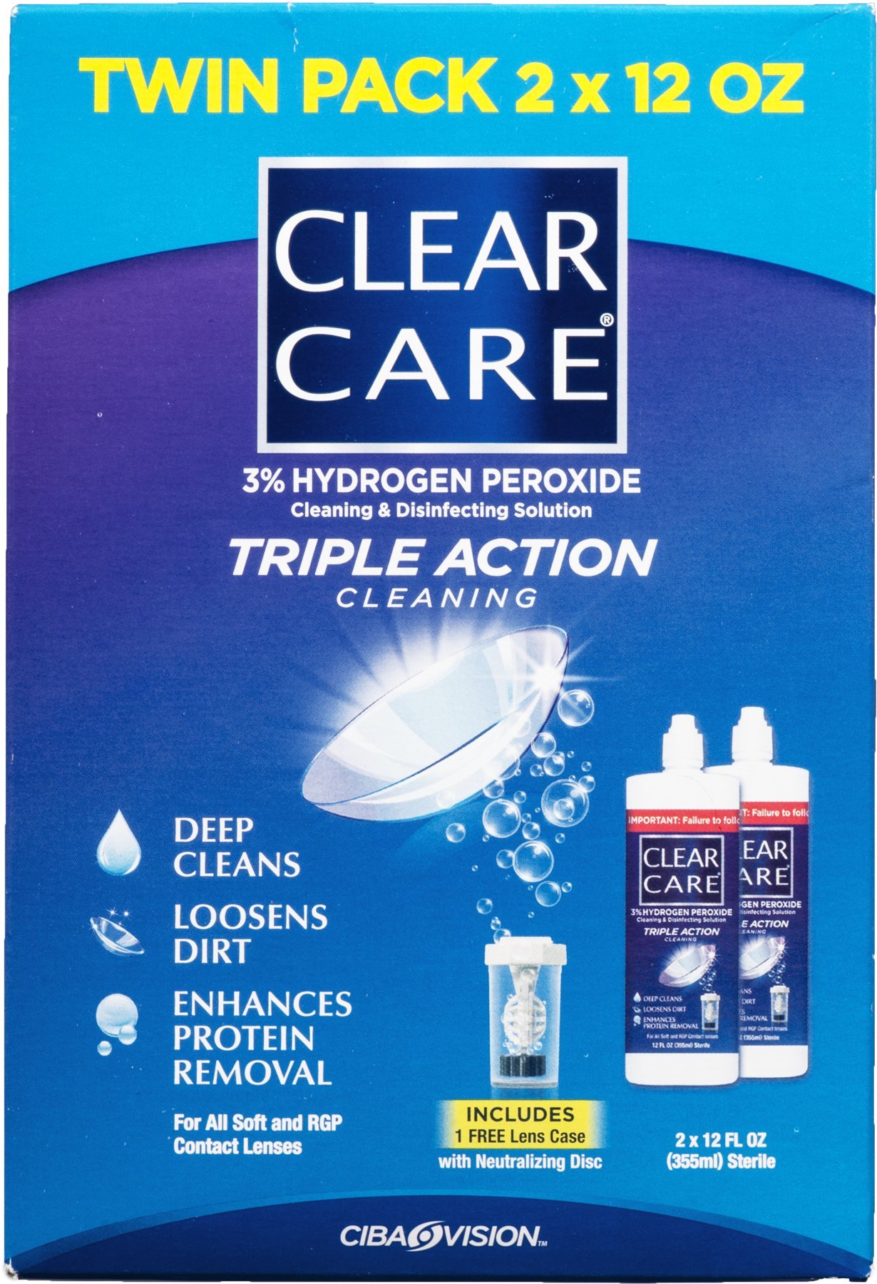 Clear Care Cleaning & Disinfection Solution-12 oz, Twin Value Pack