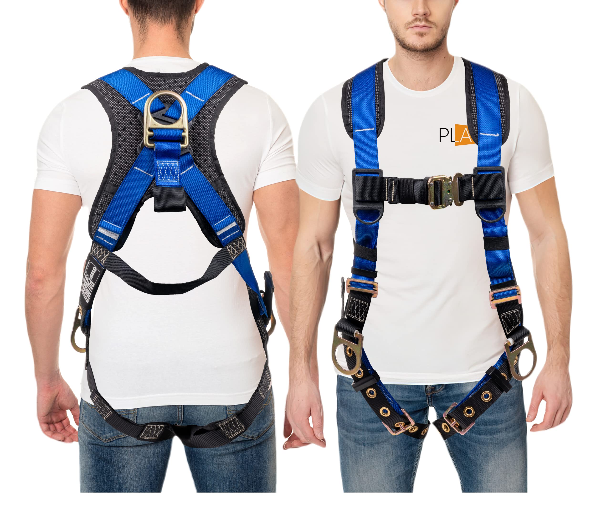 Palmer Safety Full Body Harness with 5 Point Adjustment, Dorsal D-ring, Grommet Legs, Two Side D Rings, and Fall Indicators