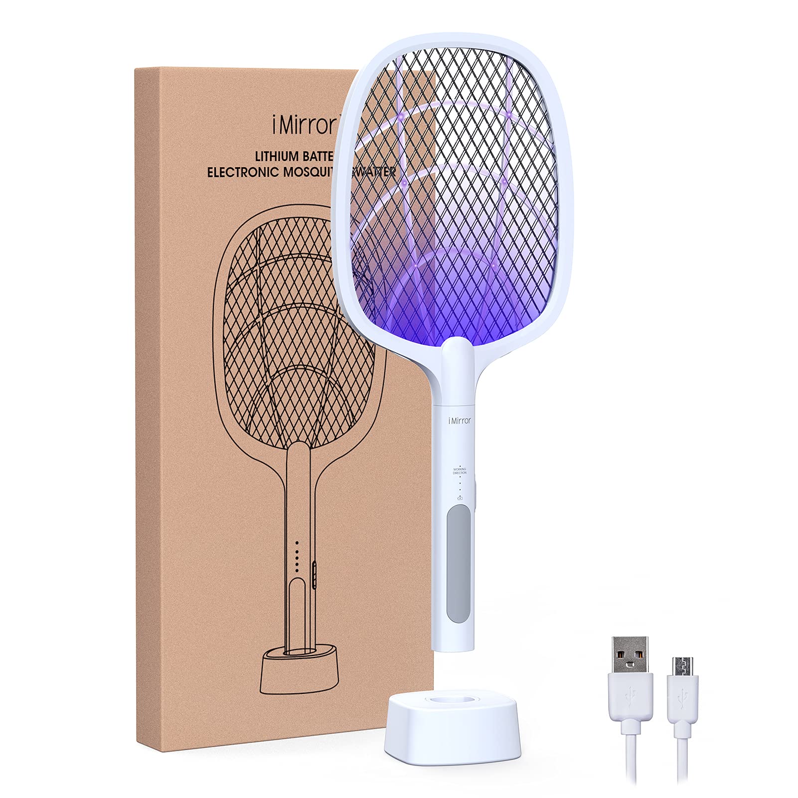 imirror 2-in-1 Rechargeable Electric Fly Mosquito Swatter for Indoor and Outdoor