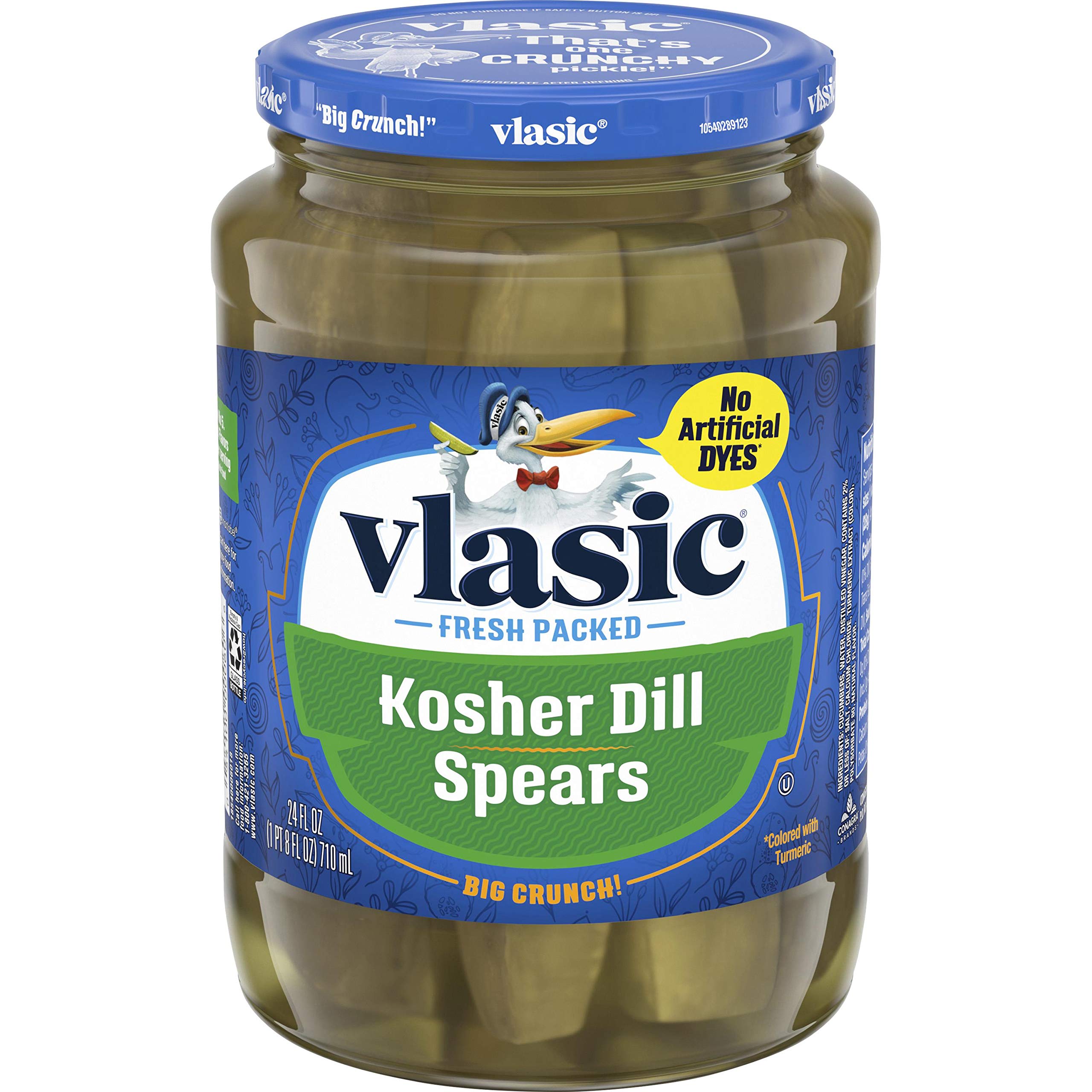 Vlasic Kosher Dill Pickle Spears, Keto Friendly Snacks and Toppings, 24 FL OZ Jar