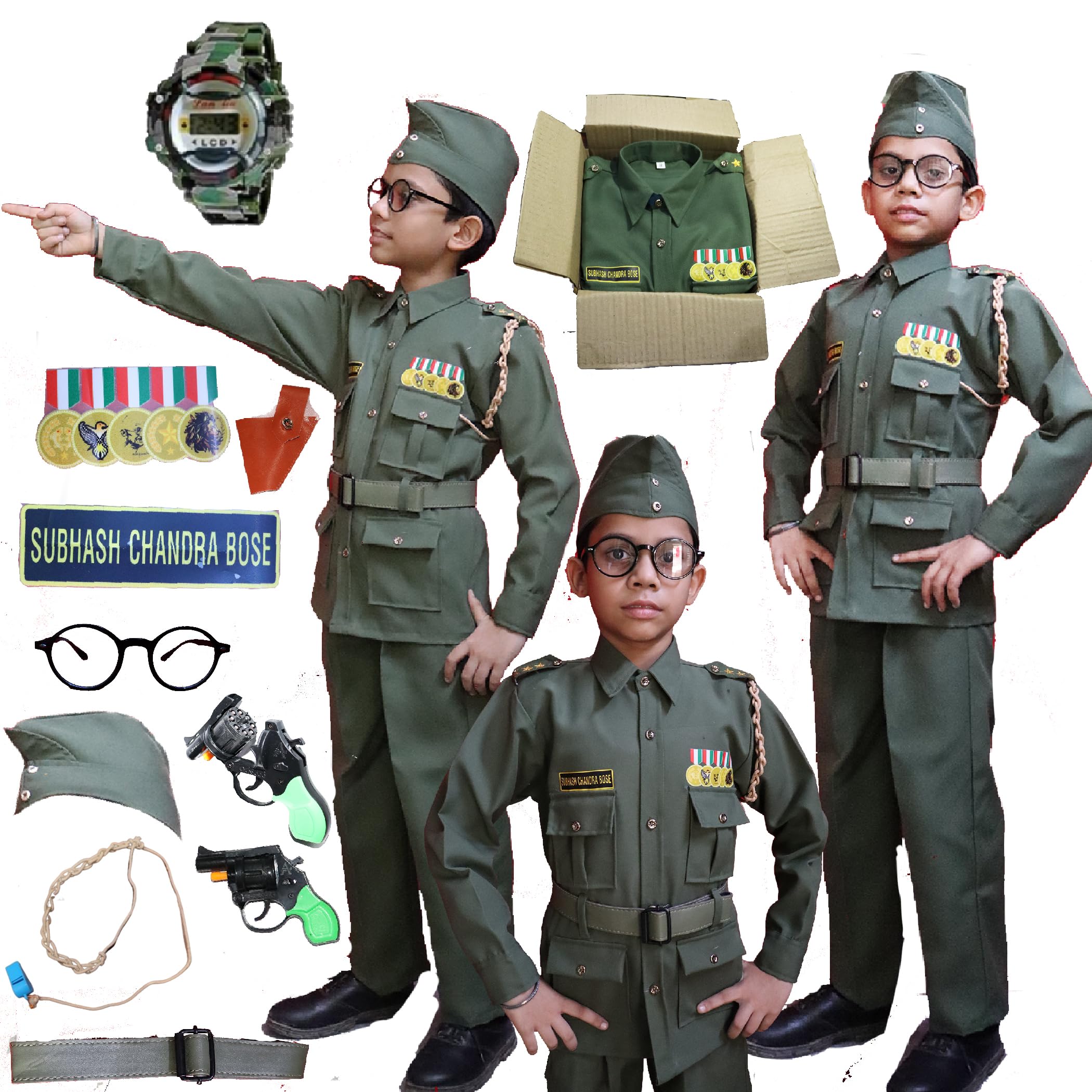 Rudra Fancy Dress Army Costumes for kids police costume & BSF csotumes subhash chandra bose costumes fancy dress costumes for age group 3 to 12 yrs