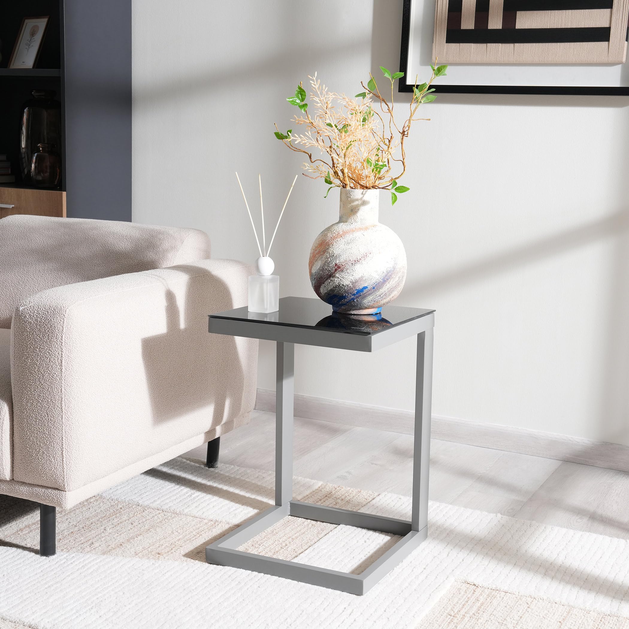 Pan Home RENZO SIDE TABLE - LIGHT GREY