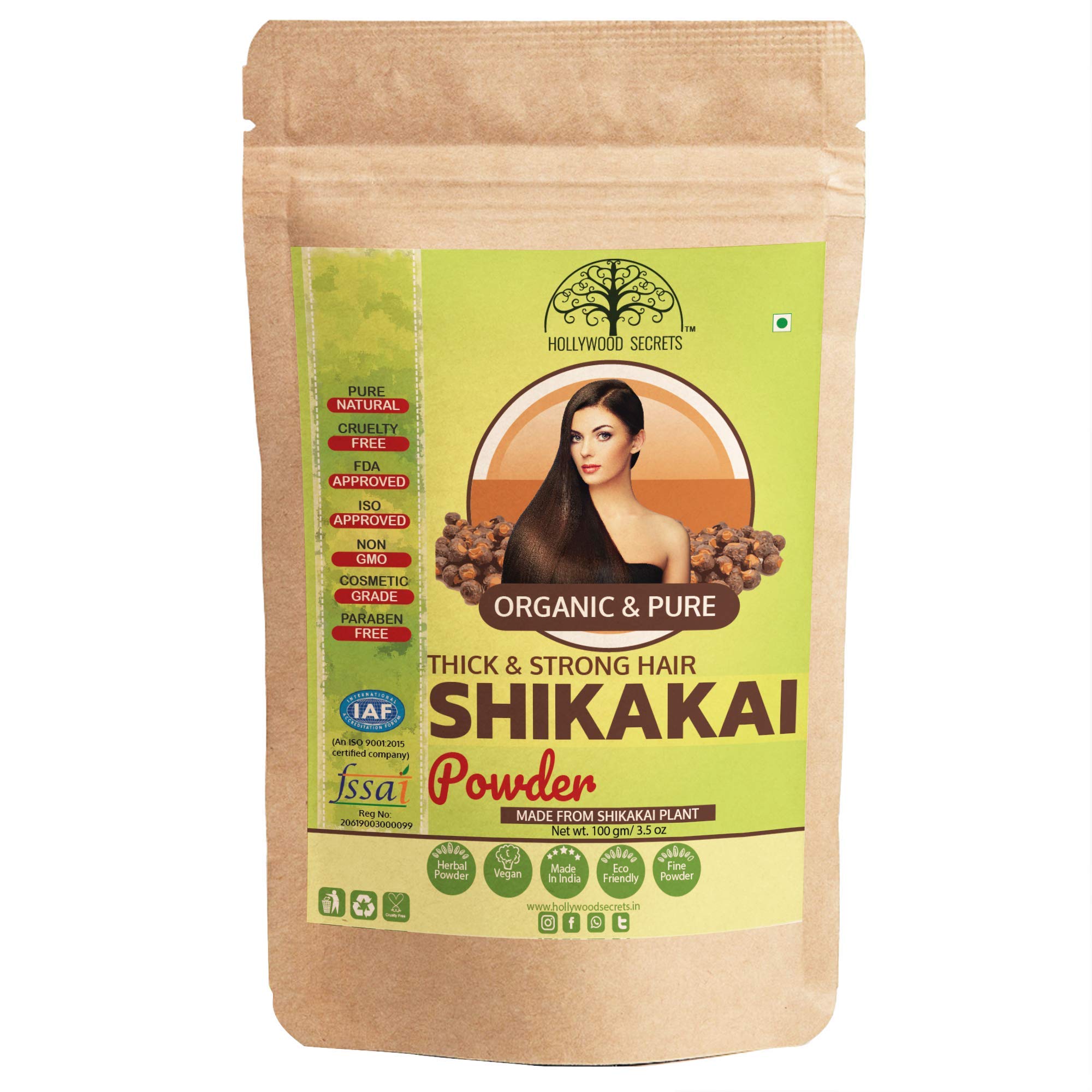 Hollywood Secrets 100% Pure Organic Shikakai Powder For Hair Growth