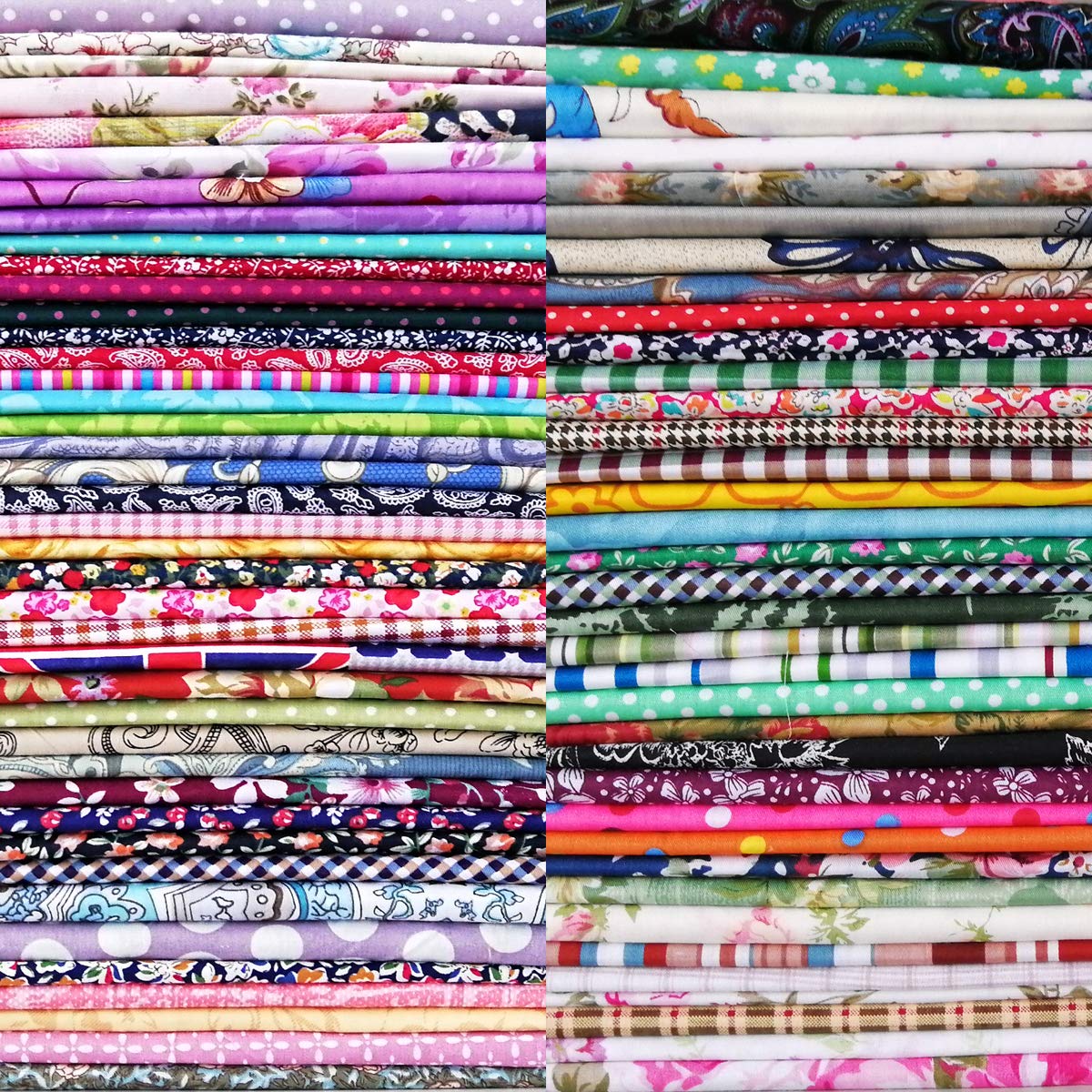 4" x 4" (10 x 10cm) 200 PCS 100% Precut Cotton Fabric Squares Fabric Bundles for Sewing Quilt Potholders DIY& Quilting Beginners