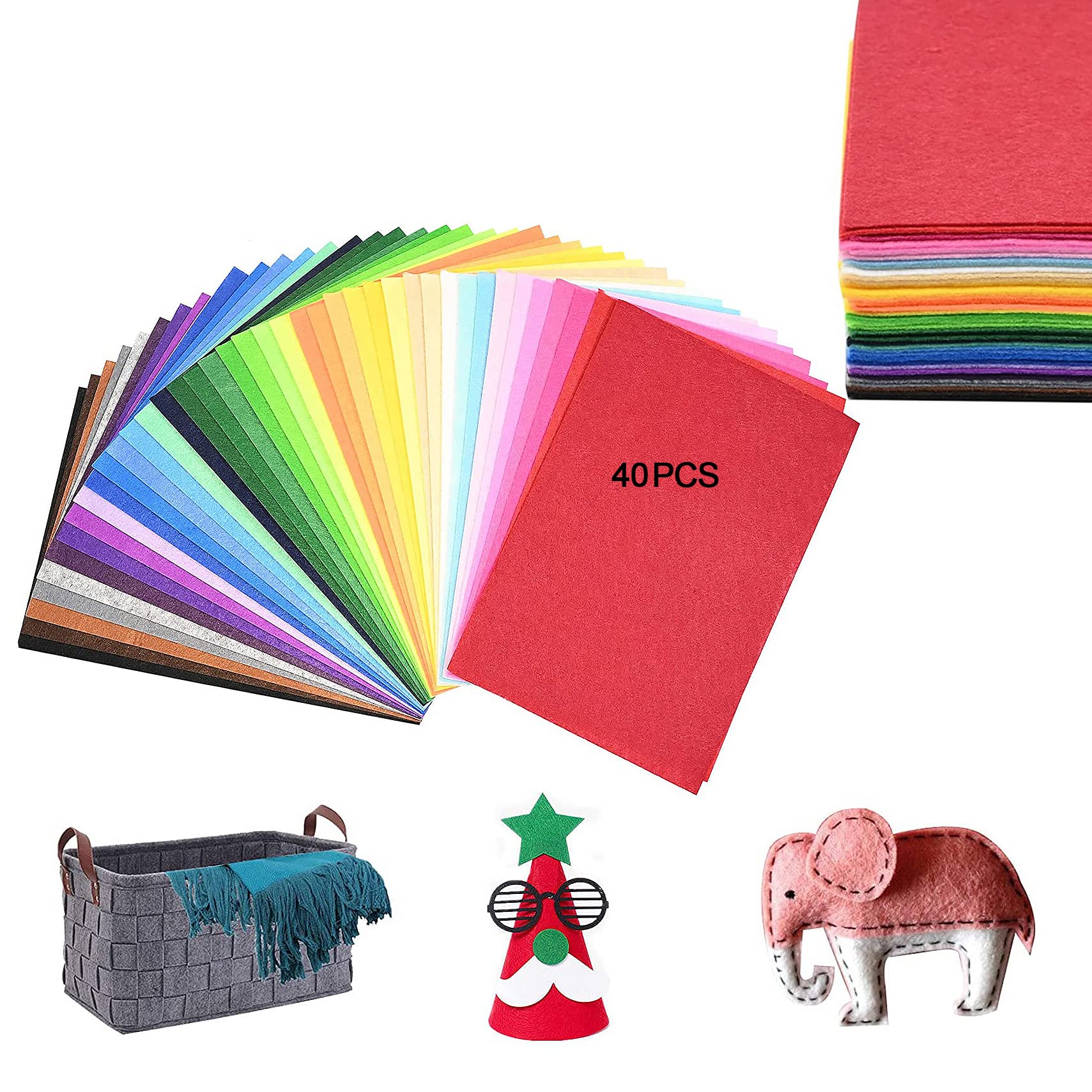 Yibang80Pcs A4 Felt Pack, Nonwoven Felt Fabric Sheets for DIY Craft, Assorted Color Felt Pack, Children Felt Sheet for Art/Crafts/Toys/Decorations/Scrapbooking(1mm Thick)