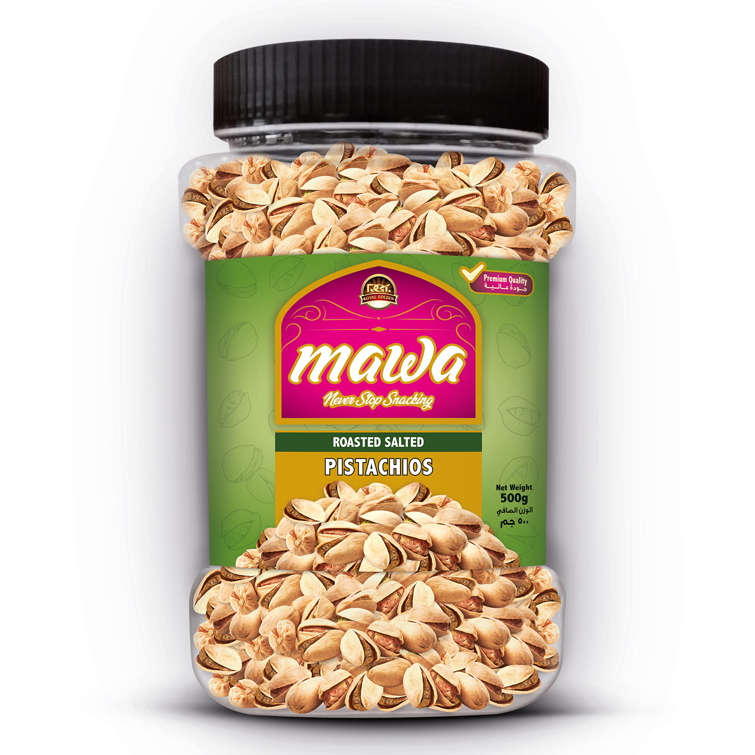 Mawa Roasted Salted Pistachio Nuts 500g Pack | Premium Pistachio Nuts -with Shell | Crunchy Dry Fruits | 500g Plastic Jar