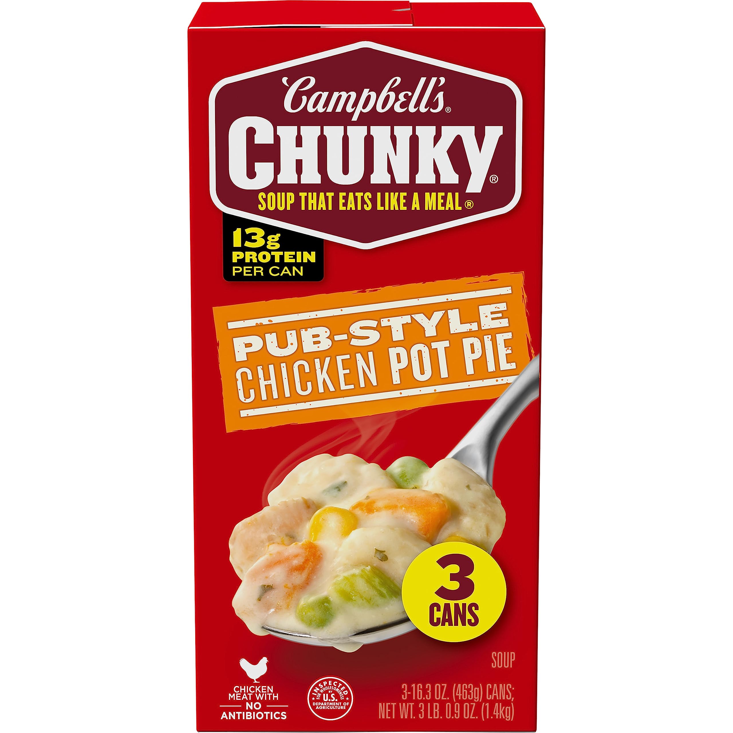 Campbell'sChunky Soup, Pub-Style Chicken Pot Pie Soup, 16.3 Oz Can (Pack of 3)