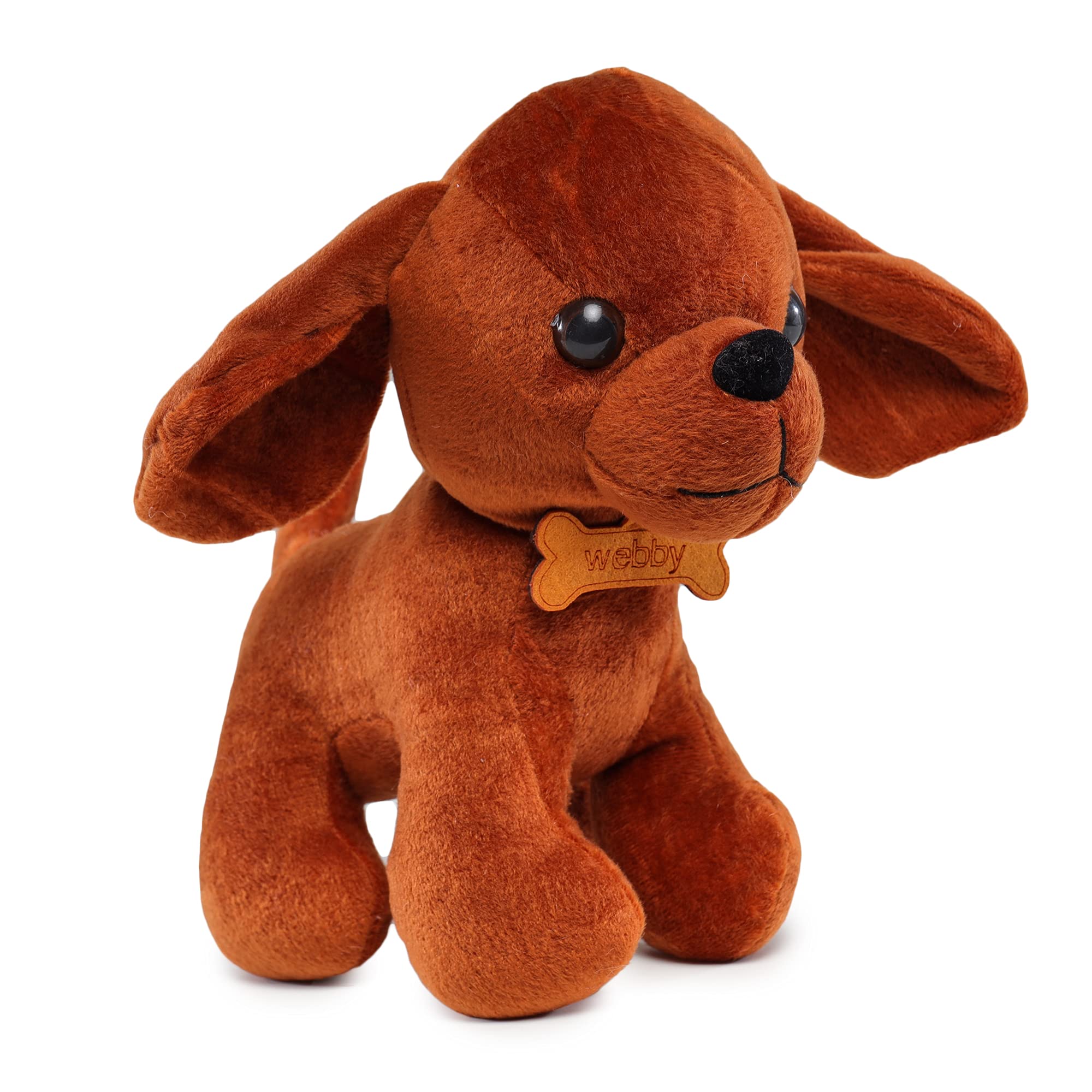 Webby Soft Animal Plush Standing Pup Toy 20cm, Brown