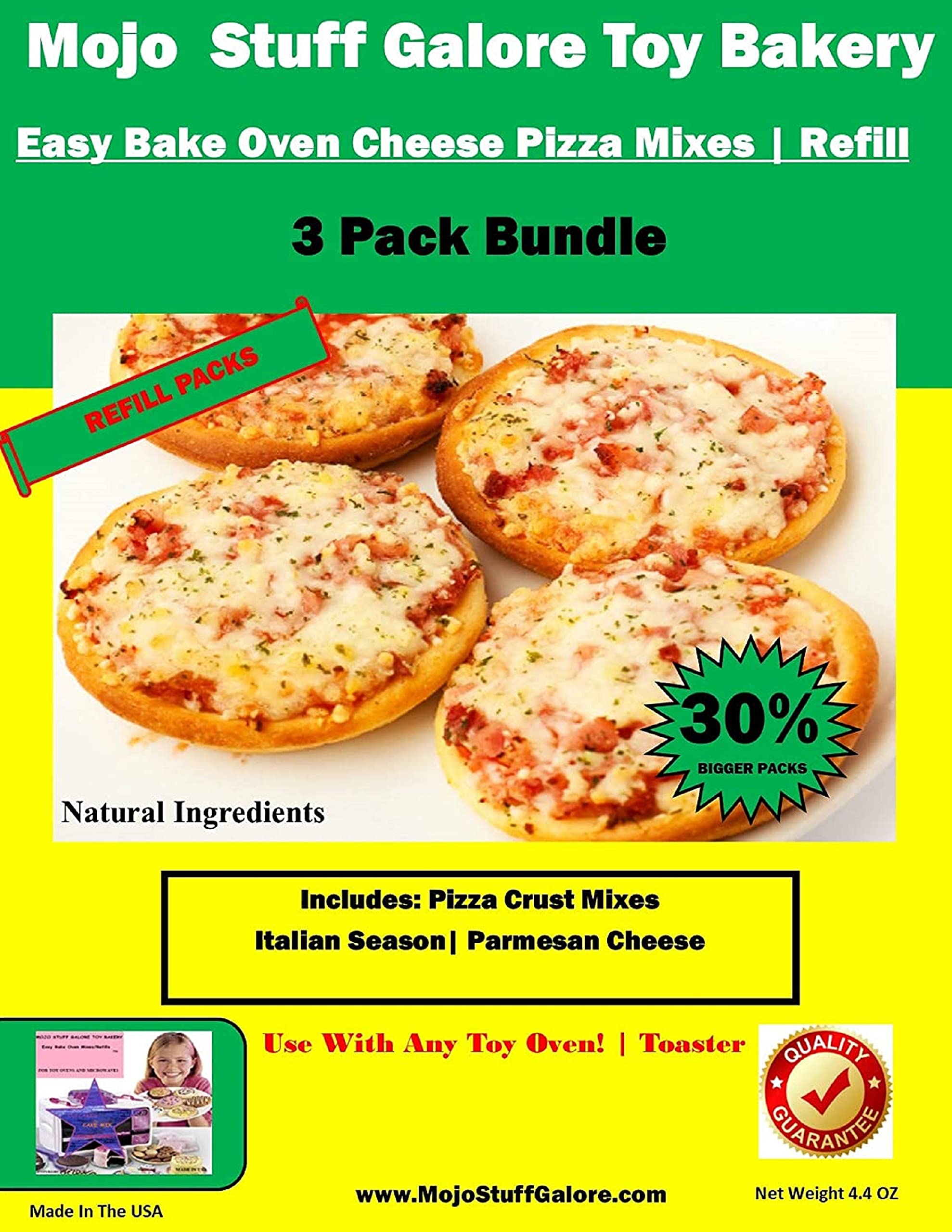 Mojo's Ultimate Easy to Bake Oven Party Cheese Pizza Refill Mixes Bundle 3 Pack | Refills EZ to Make Fun 2 Bake