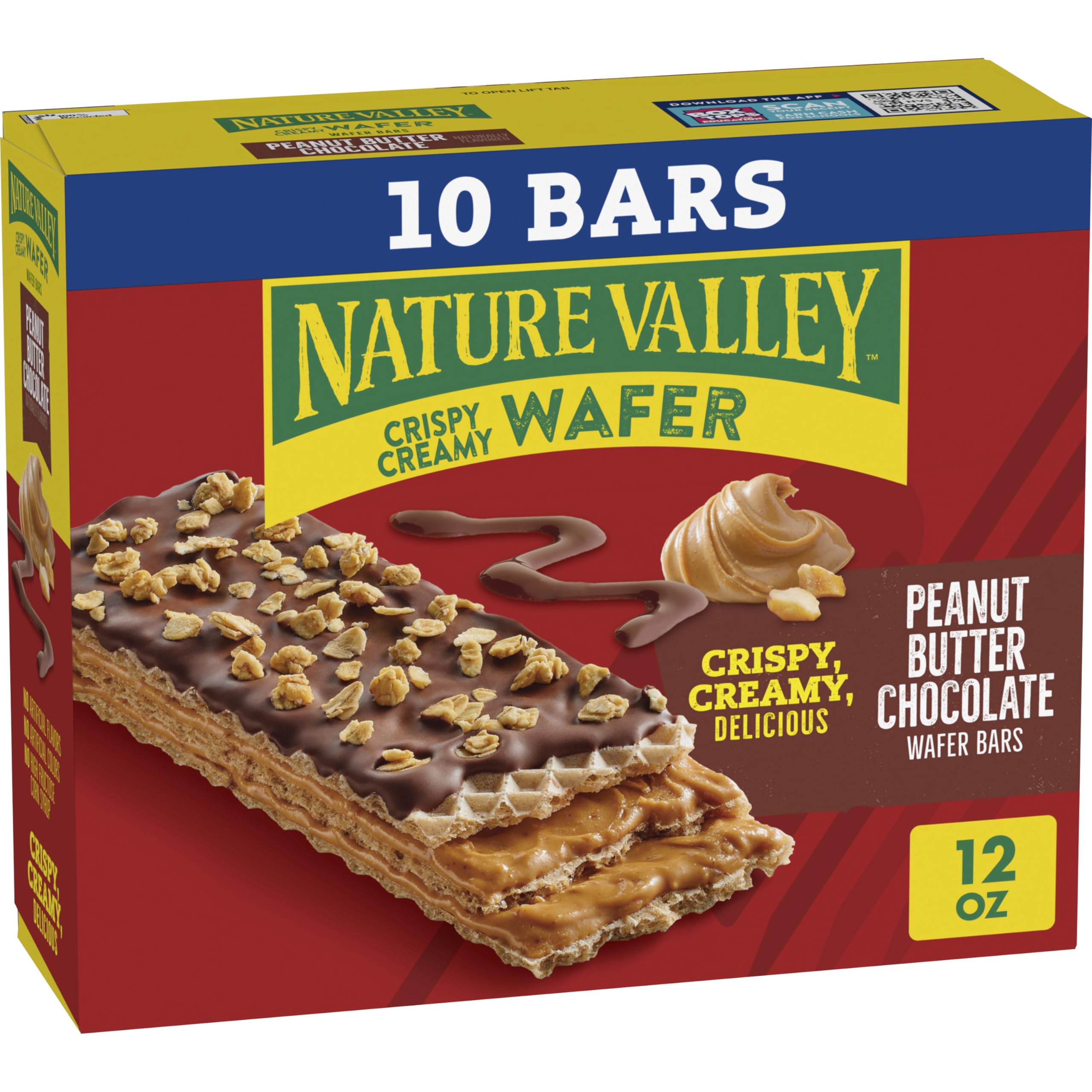 Nature Valley Wafer Bars, Peanut Butter Chocolate Flavored Snacks, 10 Bars, 13 OZ