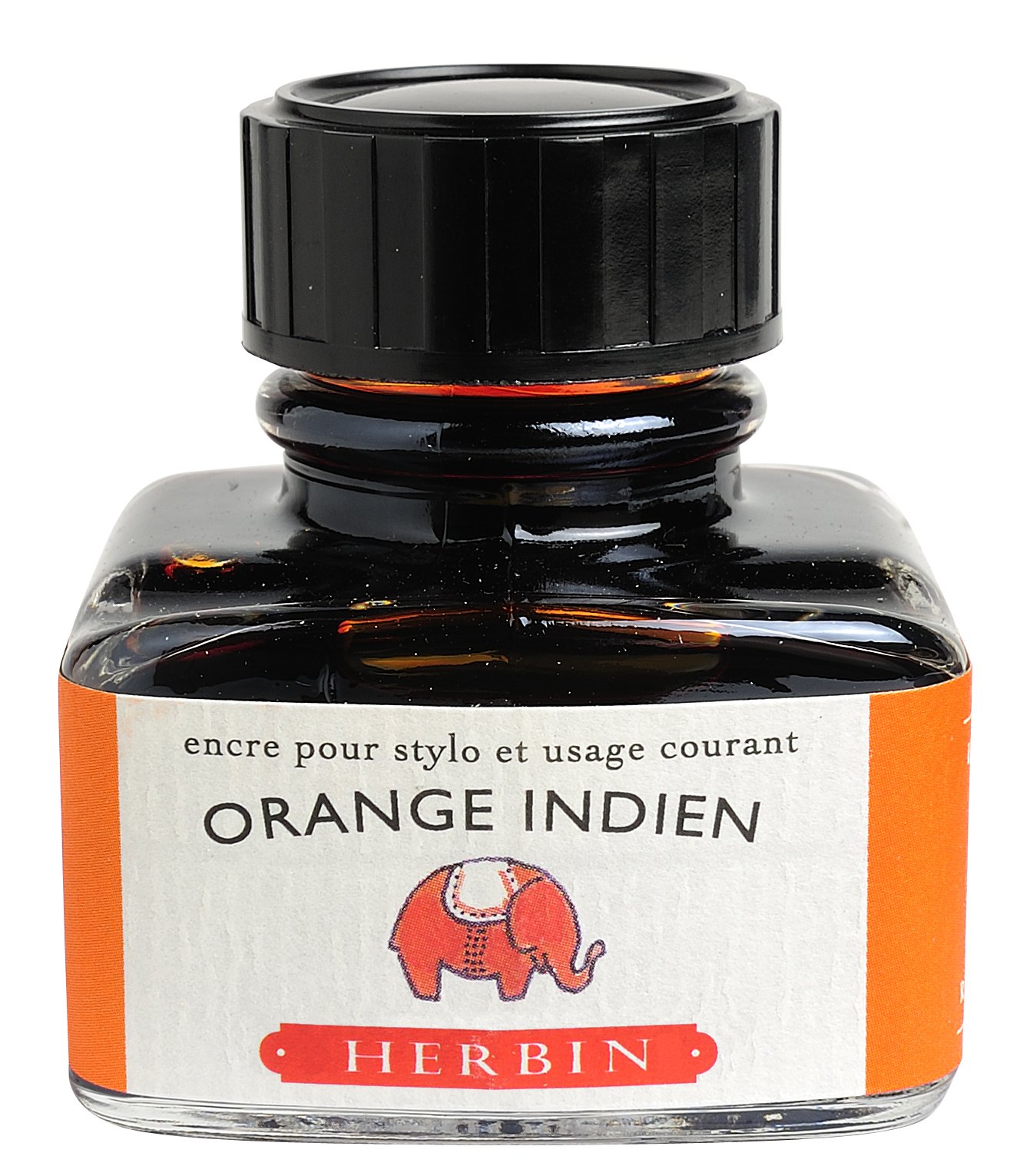 Jacques Herbin - Ref 13057T - Ink for Fountain Pens & Rollerball Pens - Orange Indien - 30ml Bottle with Integrated Pen Rest