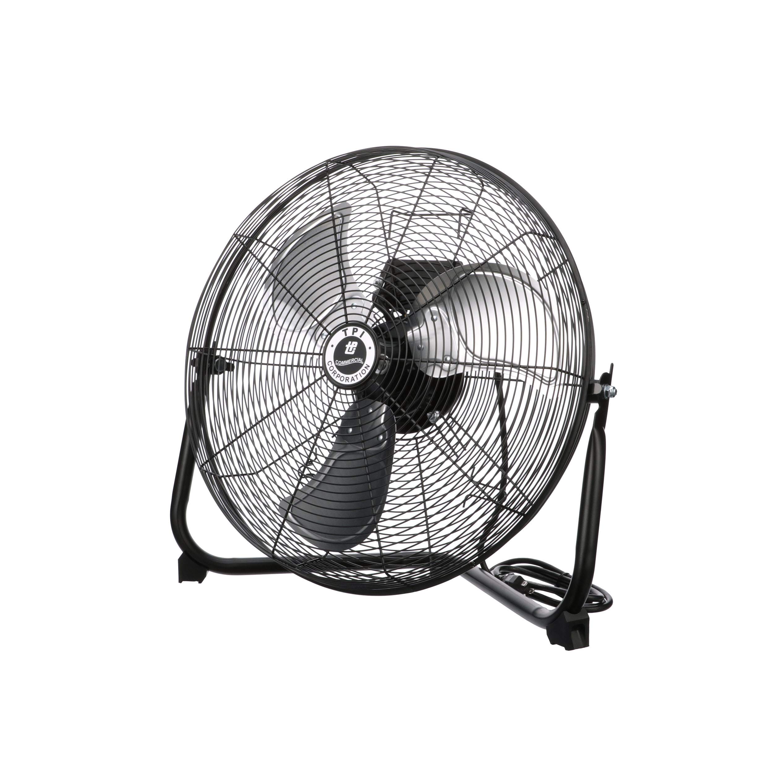 TPI Corporation CF18 3-Speed Commercial Floor Fan — 18” High-Velocity Non-Oscillating Air Circulator Fan for Indoor & Outdoor — UL & C-UL Listed, 120V