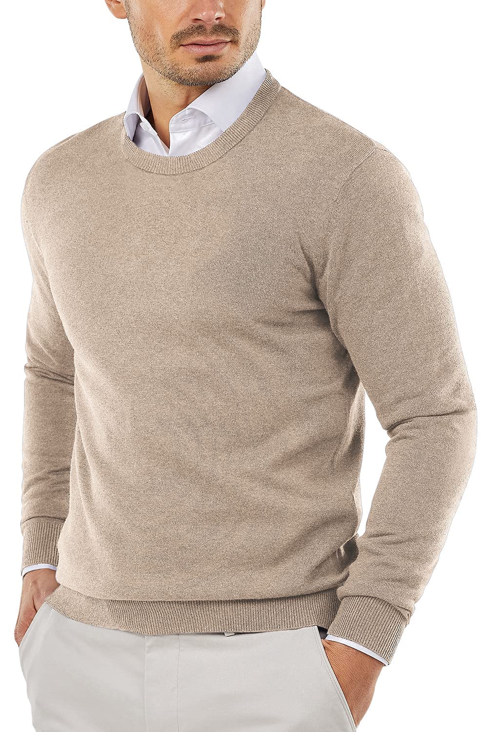 COOFANDYMen's Crew Neck Sweater Slim Fit Lightweight Sweatshirts Knitted Pullover for Casual Or Dressy Wear