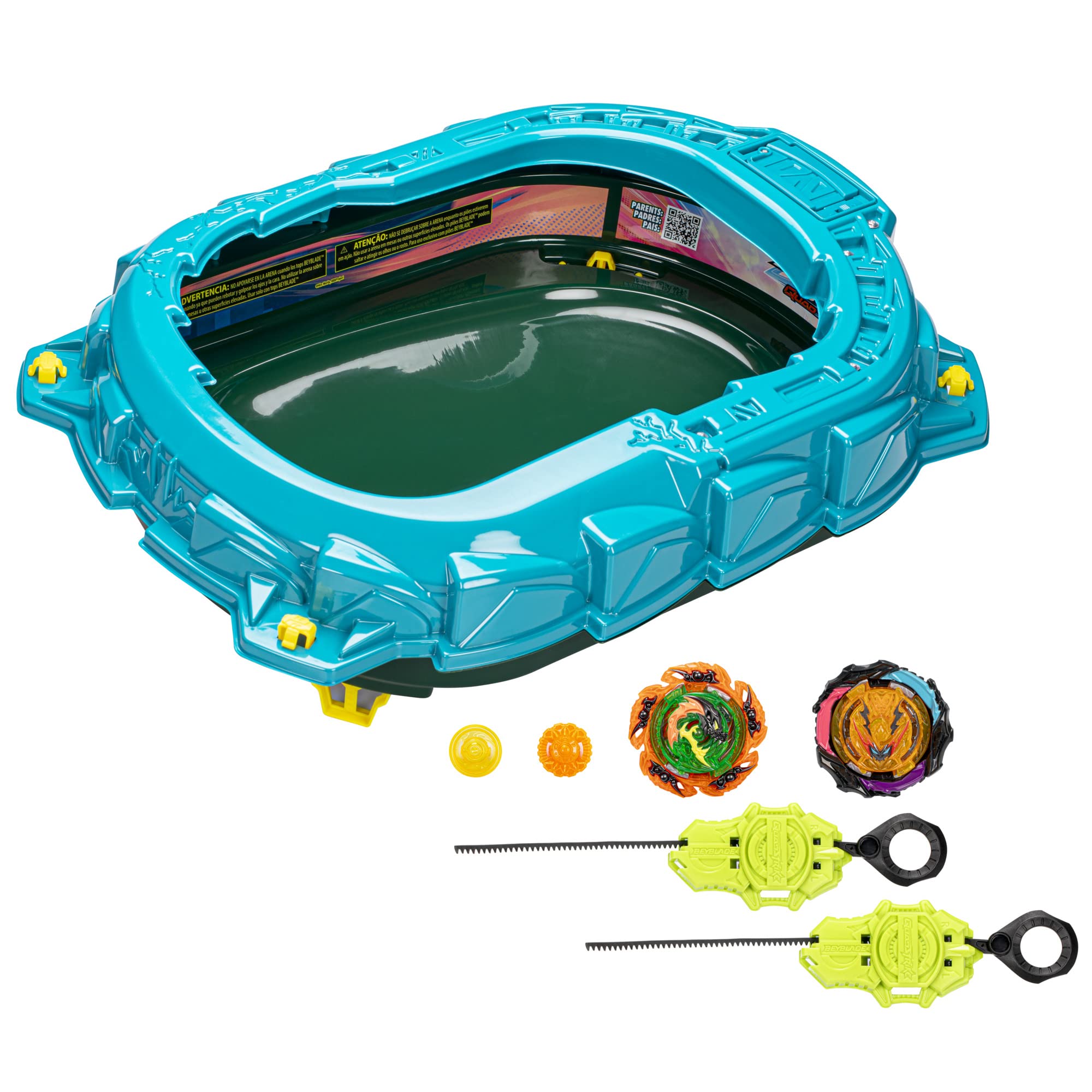 Beyblade Burst QuadStrike Light Ignite Battle Set Stadium, 2 Spinning Tops, and 2 Launchers, Toys for 8 Year Old Boys & Girls & Up (Amazon Exclusive)