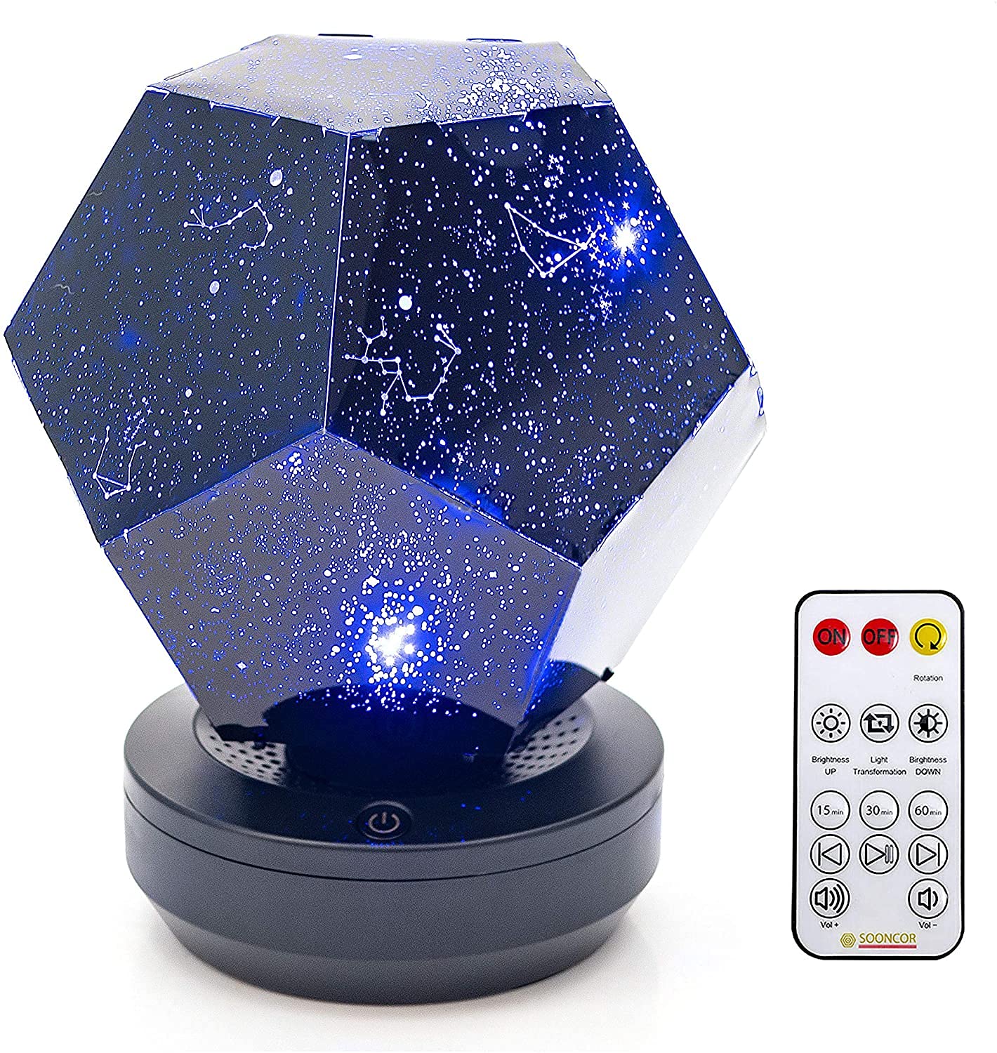 Galaxy Star LED Night Light Projector Bluetooth Music Player Rotating 3 Colours Adjustable Lights USB Cable Rechargeable Remote Control