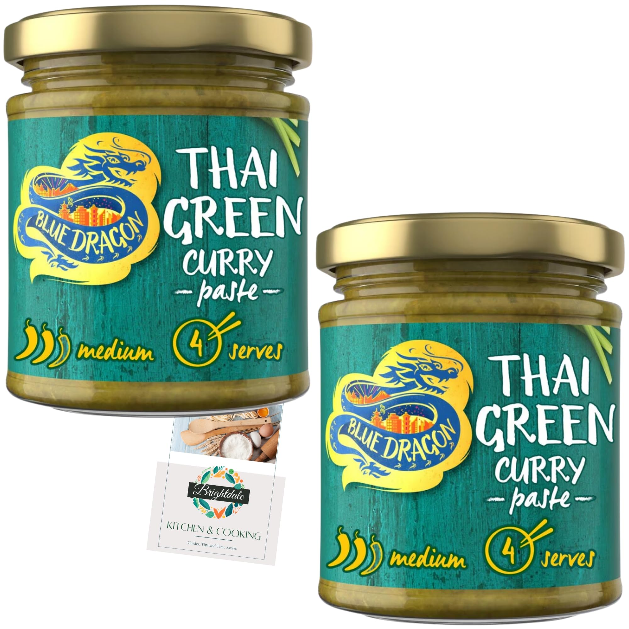 Thai Curry Paste bundle with Blue Dragon Thai Green Curry Paste 170g 2 Pack + Brightdale Kitchen Booklet