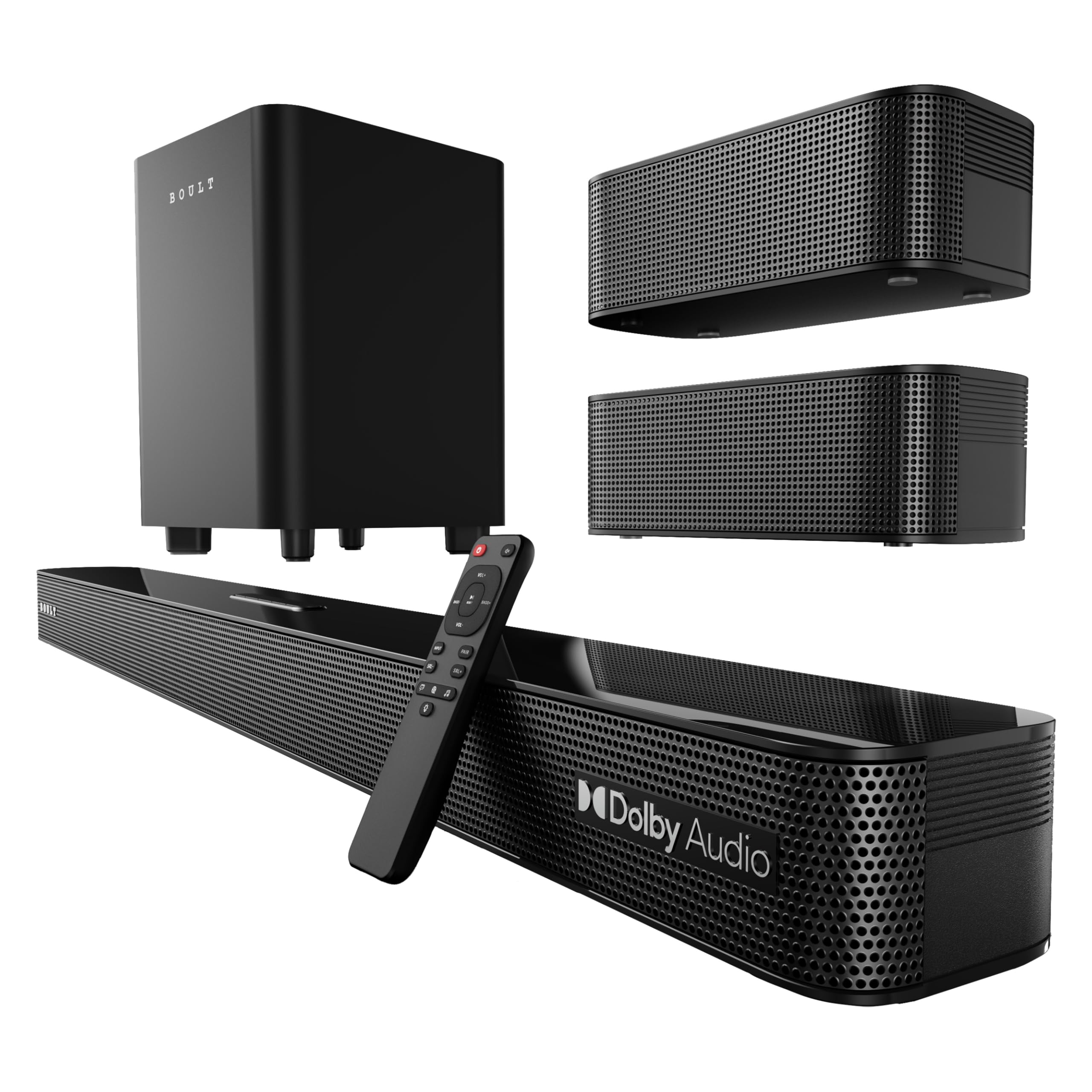 Boult Newly Launched X625 5.1ch Dolby Digital 625W Bluetooth Soundbar with Down-Firing Subwoofer Surround Sound Home Theatre, Dedicated DSP, USB/HDMI/AUX & Optical Fiber Connectivity Speaker for TV