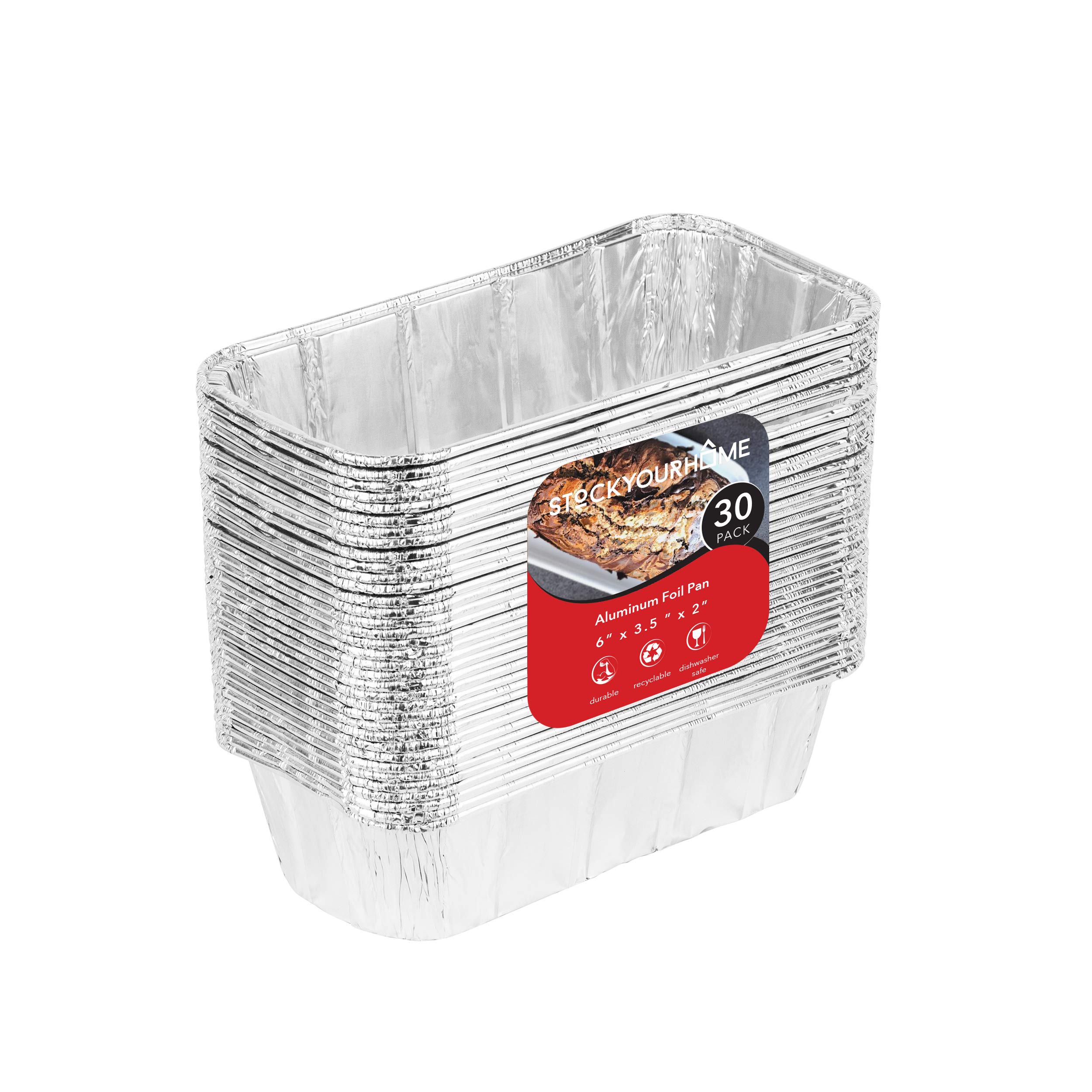 Aluminum Pans Mini Loaf Pans (30 Pack) Disposable Aluminum Foil 1 Lb Small Bread Tin Pans - 1 Pound Loaf Pans - 6 x 3.5 x 2