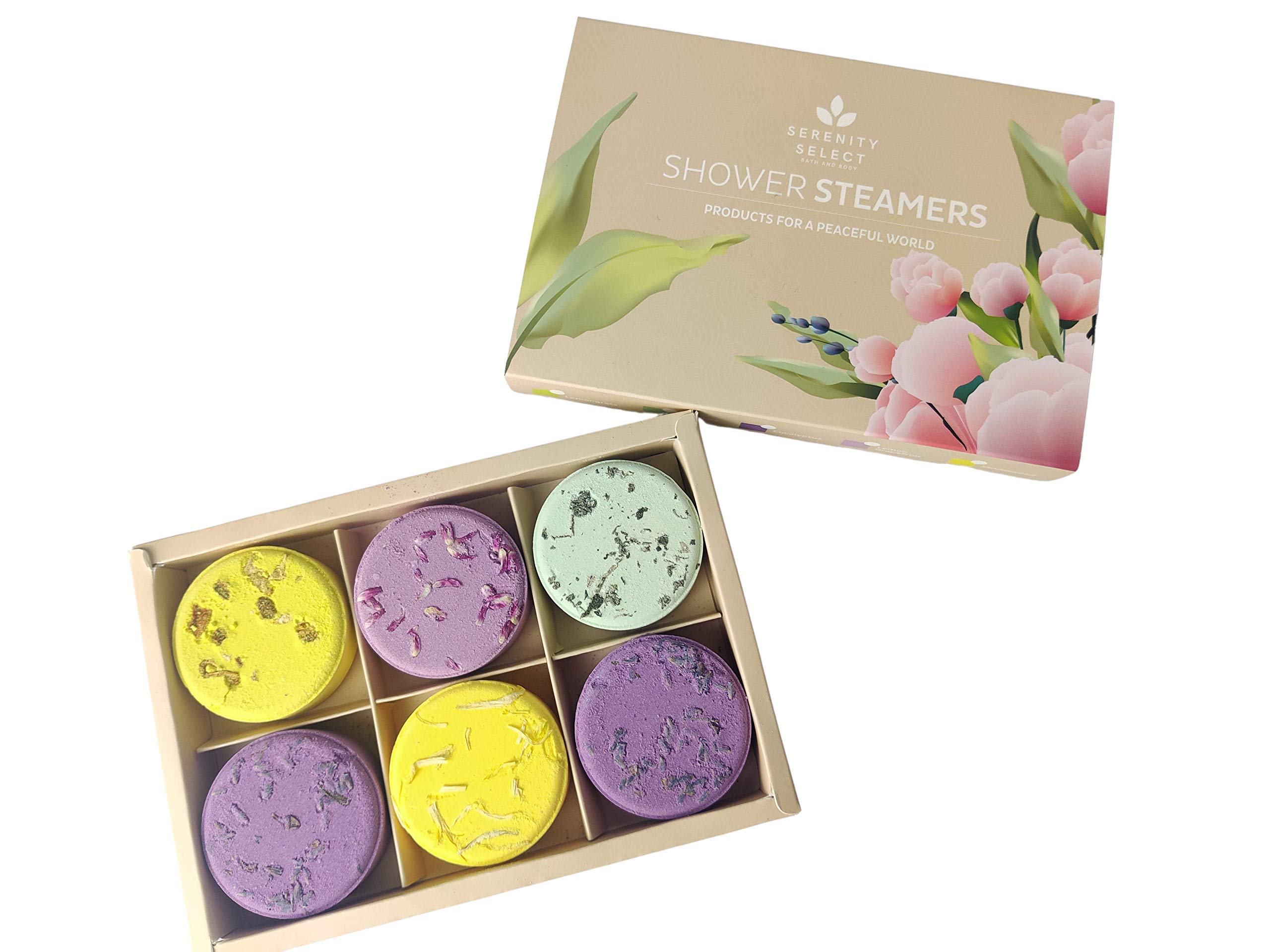 Shower Steamers Organic Aromatherapy Shower Bombs with Essential Oil 6 Shower Vapor Tablets for Stress Relief & Relaxation Great Home Spa Gift Set, Mothers Day, Fathers Day, Birthday